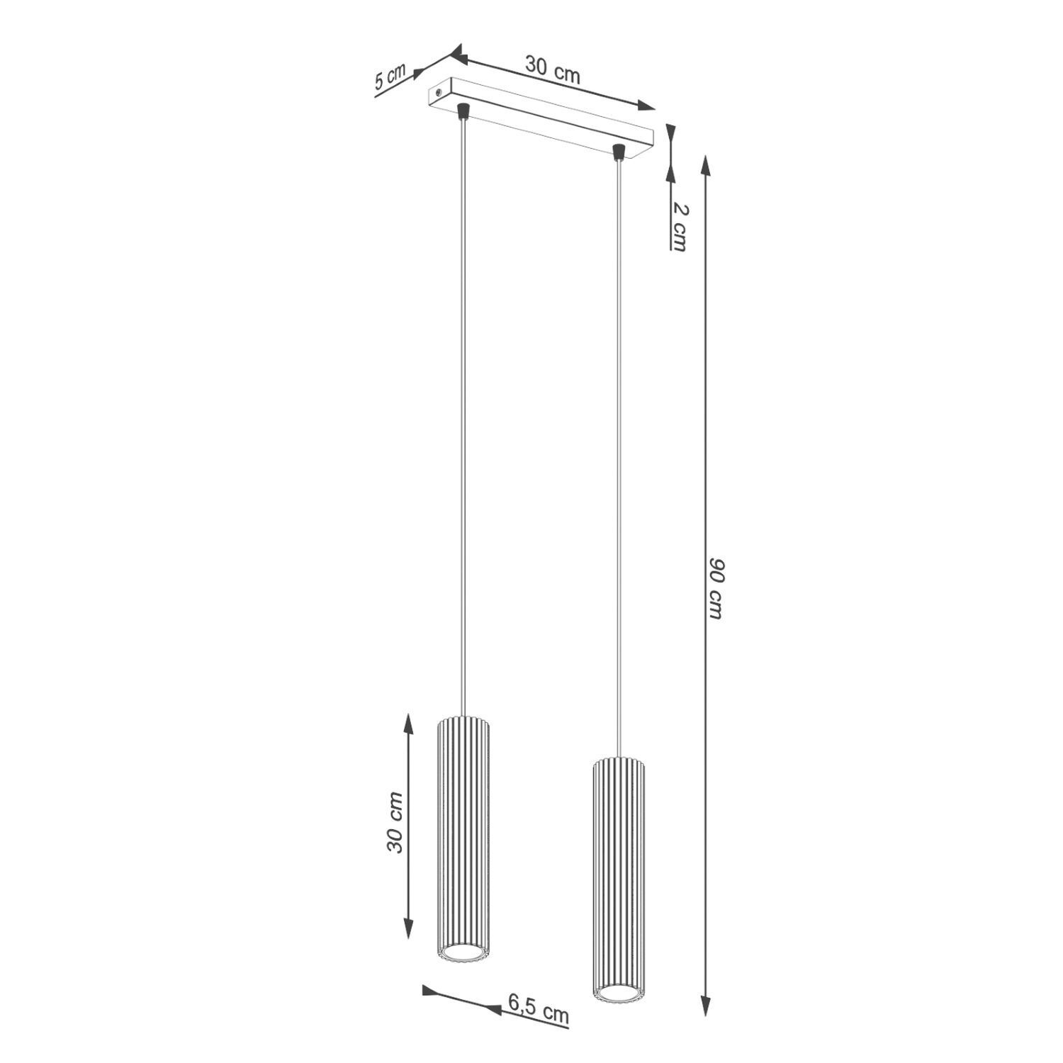 Hängelampe 2-flammig GU10 B: 30 cm schmal in Creme Modern Diagramm, Handlung