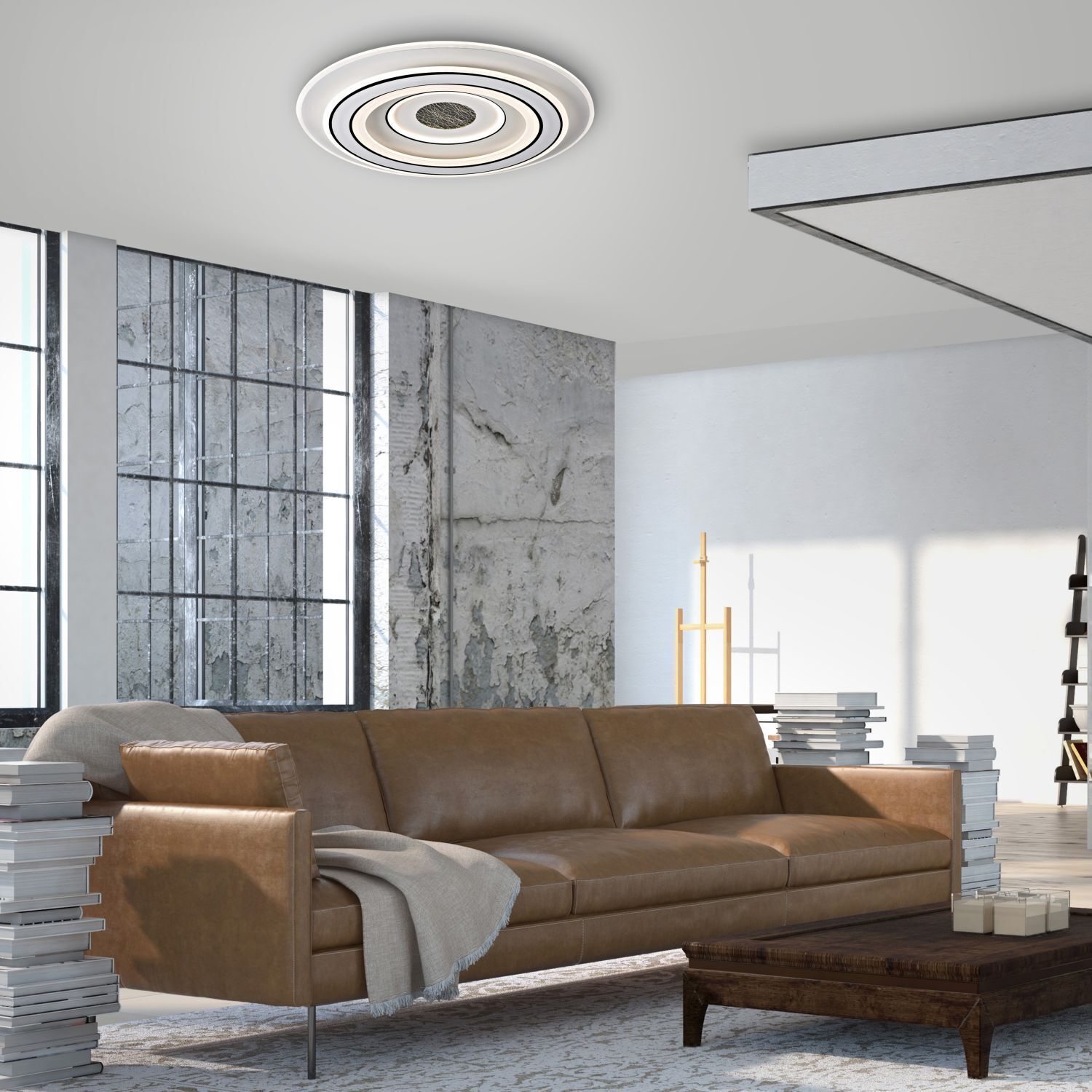 Weiße LED Deckenlampe Dimmer Ø40 cm 5100 lm Nachtlicht