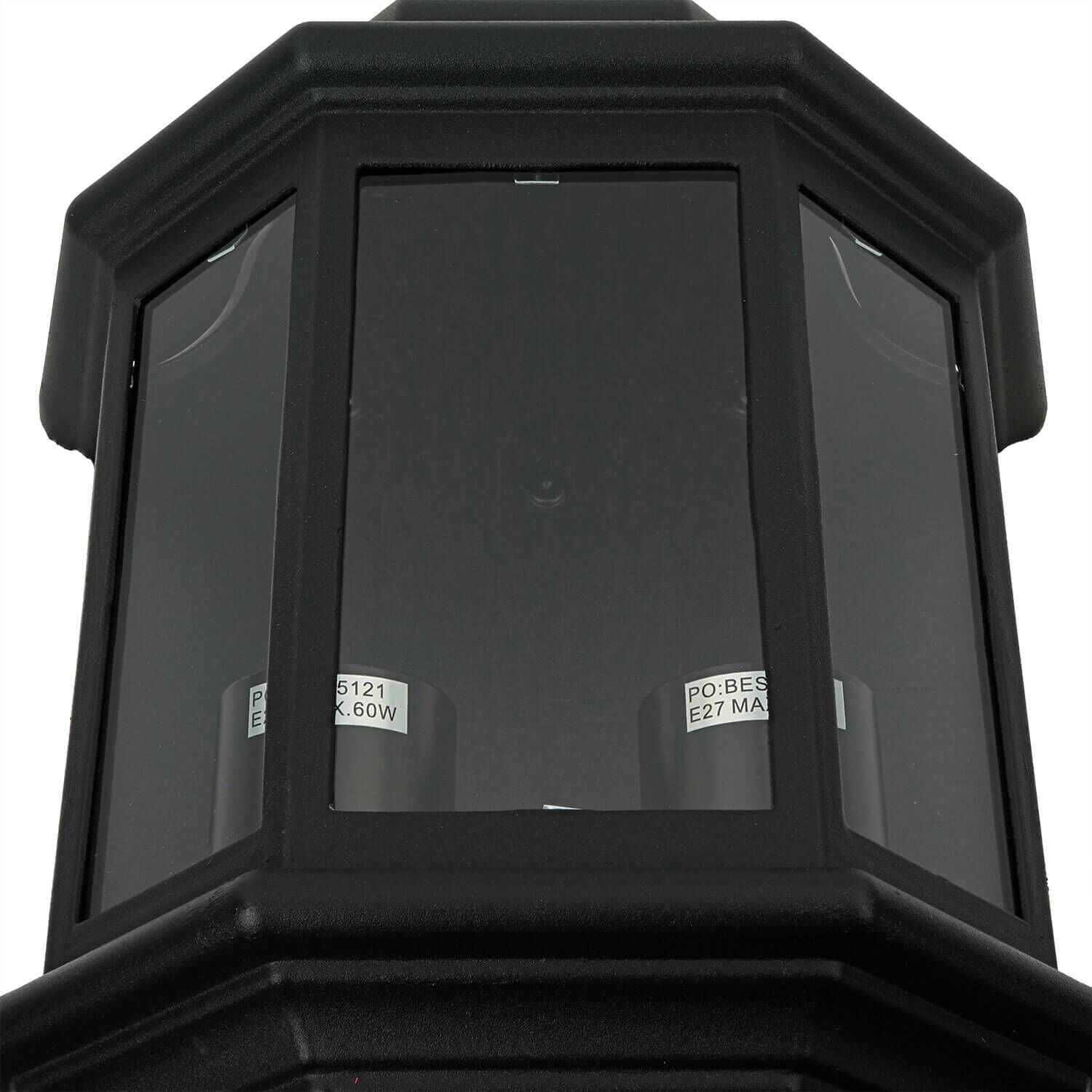 Wandleuchte Außen IP44 Glas Alu H: 43 cm 2x E27 Schwarz Lampe, Erkerfenster, Fenster