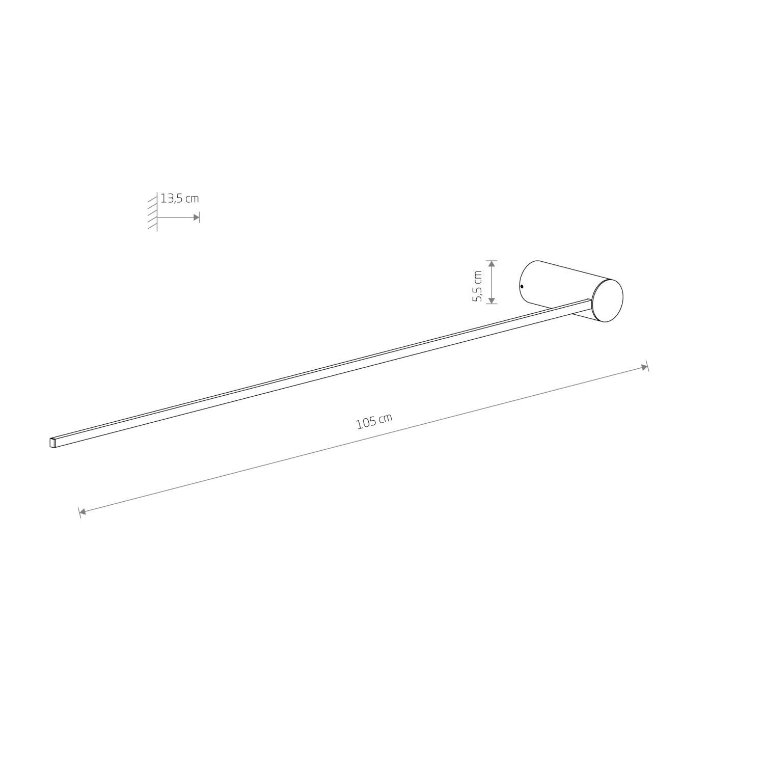 LED Wandleuchte Schwarz 105 cm hoch Modern 4000 K 550 lm