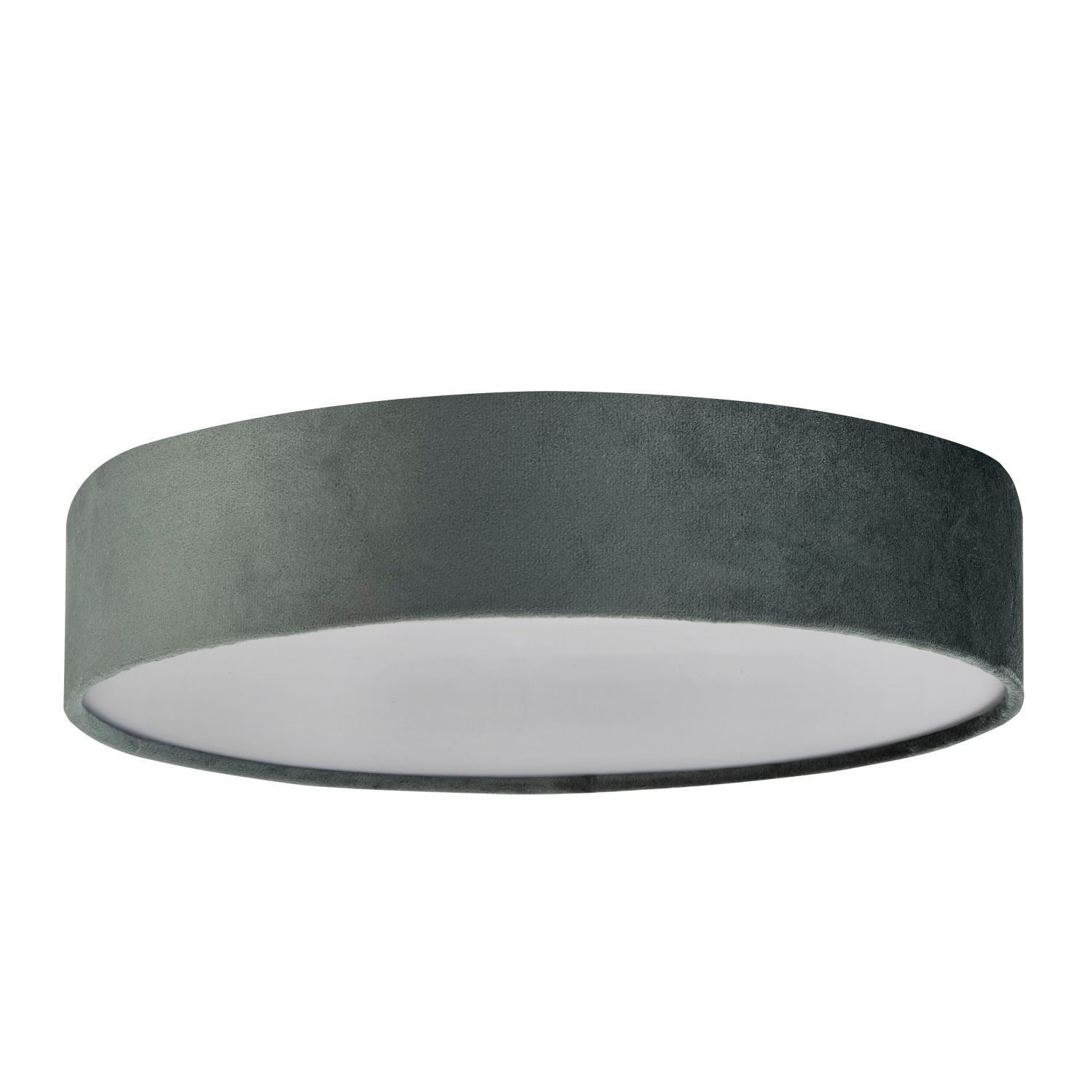 Deckenlampe rund Ø 50 cm H: 10 cm Grau Samt Schirm 3x E27