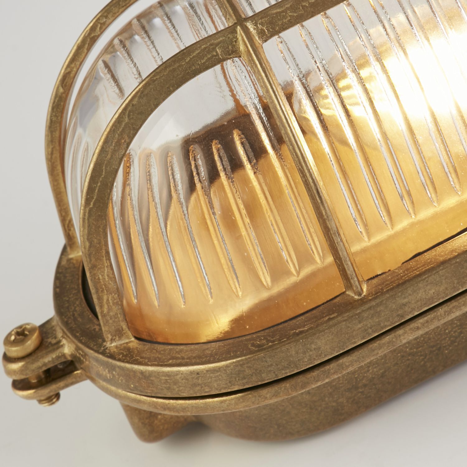Außenwandlampe Messing Glas IP64 E27 Maritim H: 23,5 cm