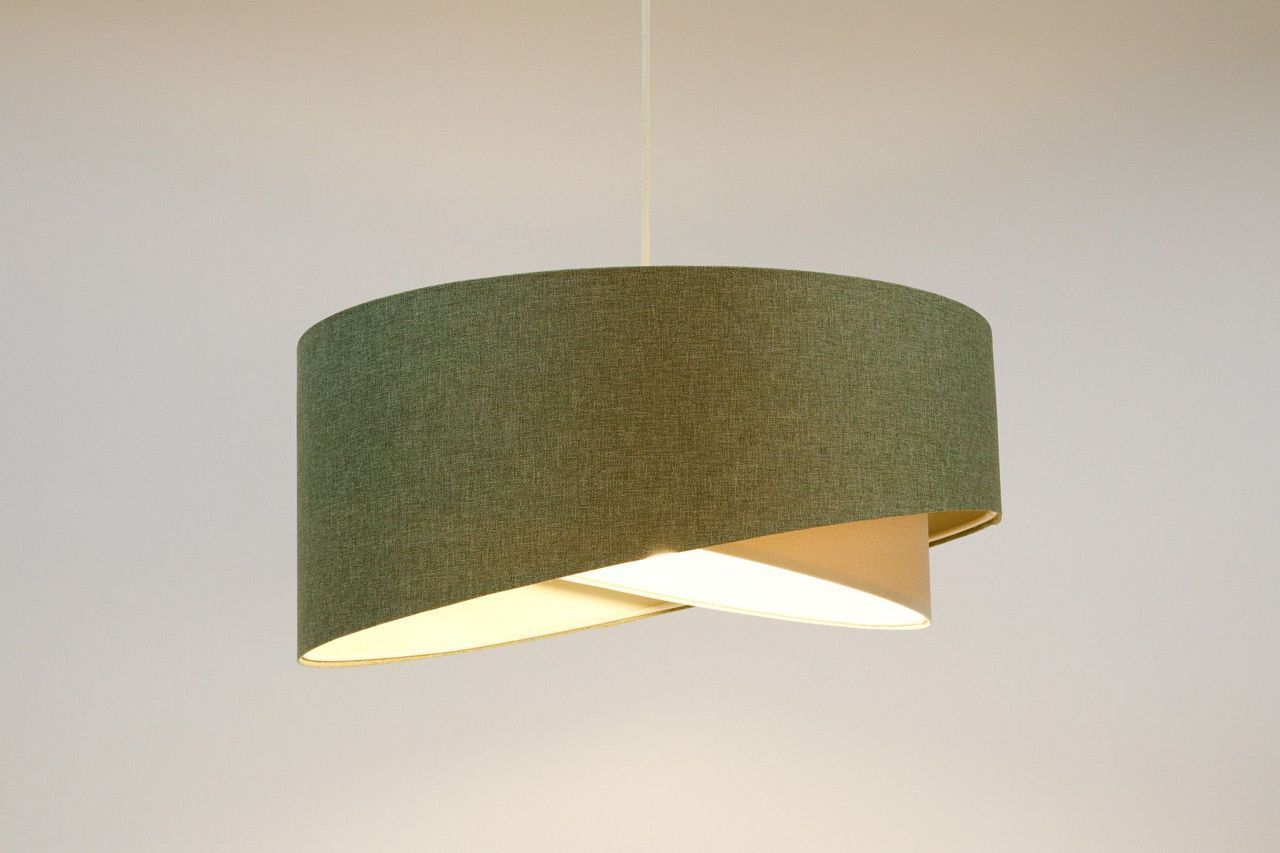 Hängelampe Grün Creme E27 rund Ø 45 cm Stoff Modern