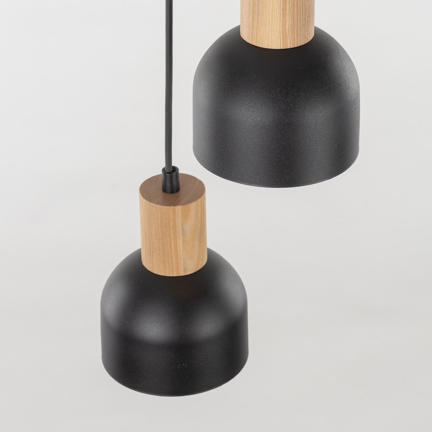 Pendelleuchte Schwarz E27 3-flammig Metall Holz PRESTON Lampe