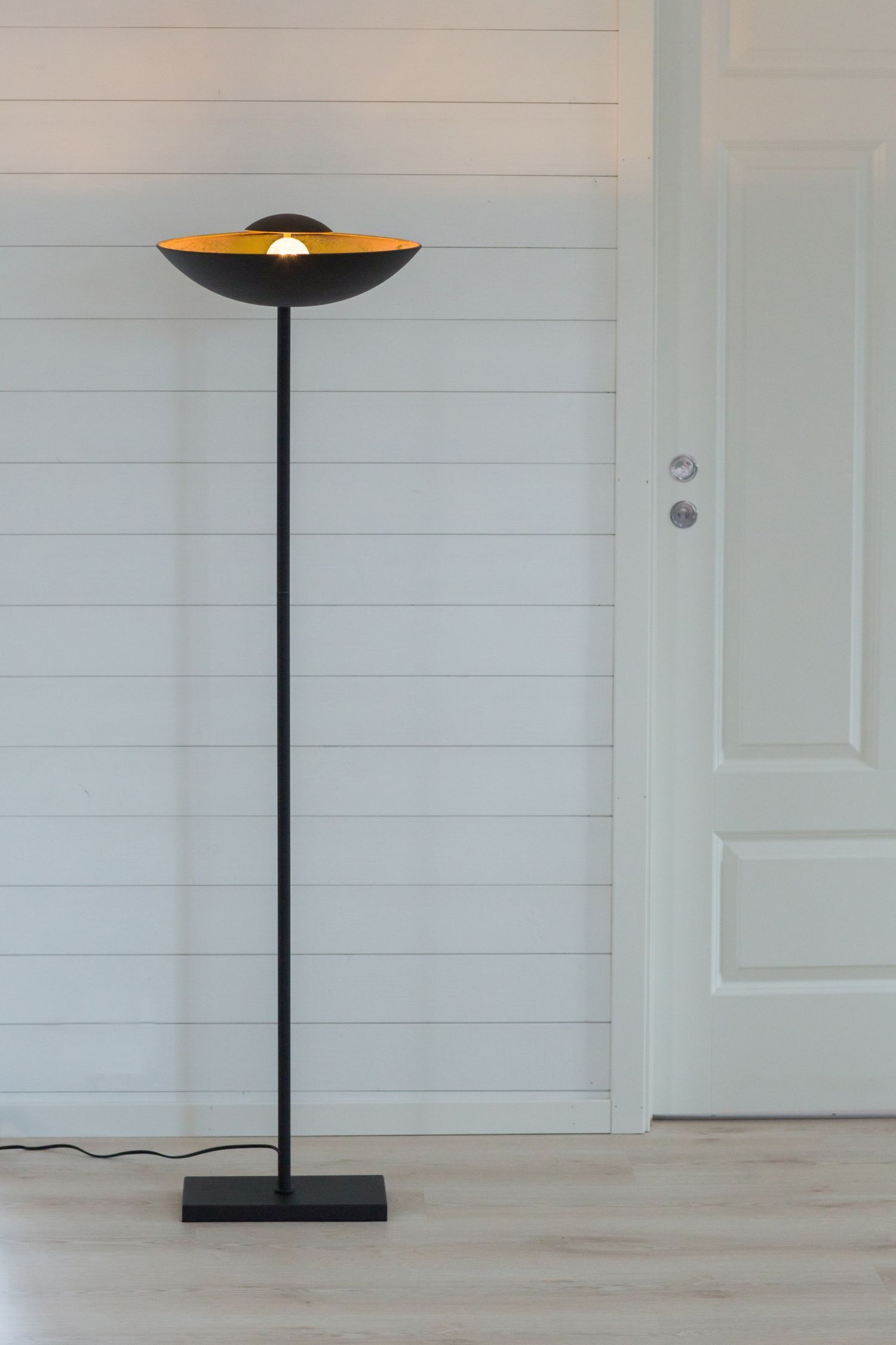 Stehlampe Metall 171 cm in Schwarz Gold E27 ANJA Lampe, Stehlampe