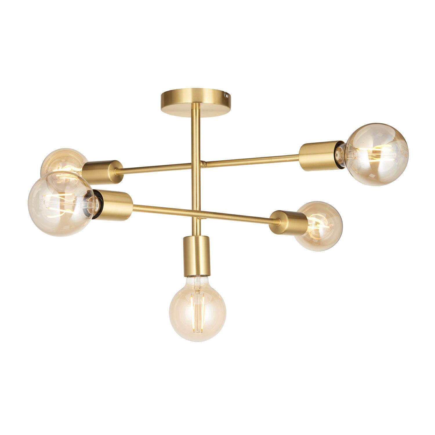 Deckenlampe Metall B: 53 cm in Messing Retro für 5x E27