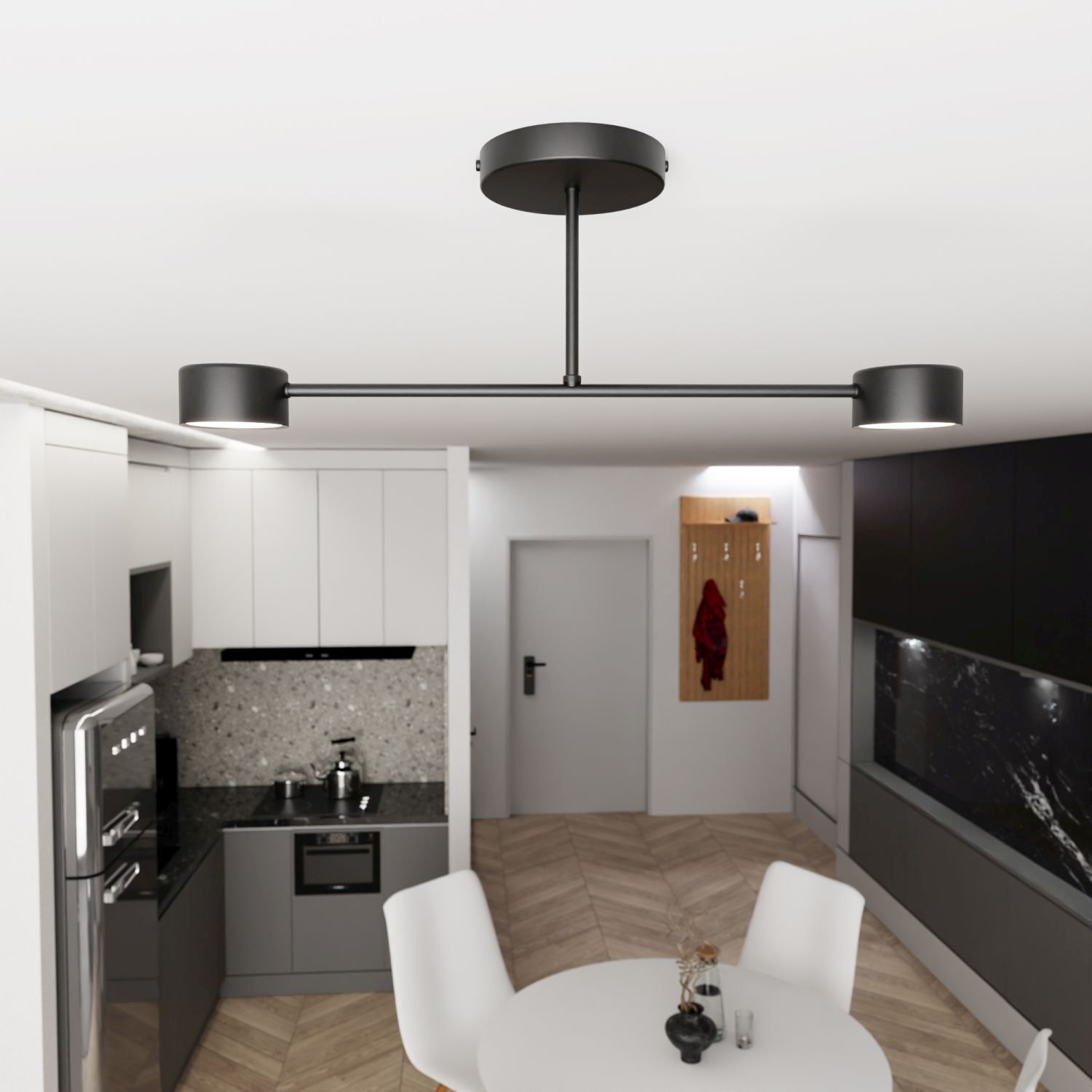 Schwarze Deckenlampe Metall GX53 2-flammig akzentuiert