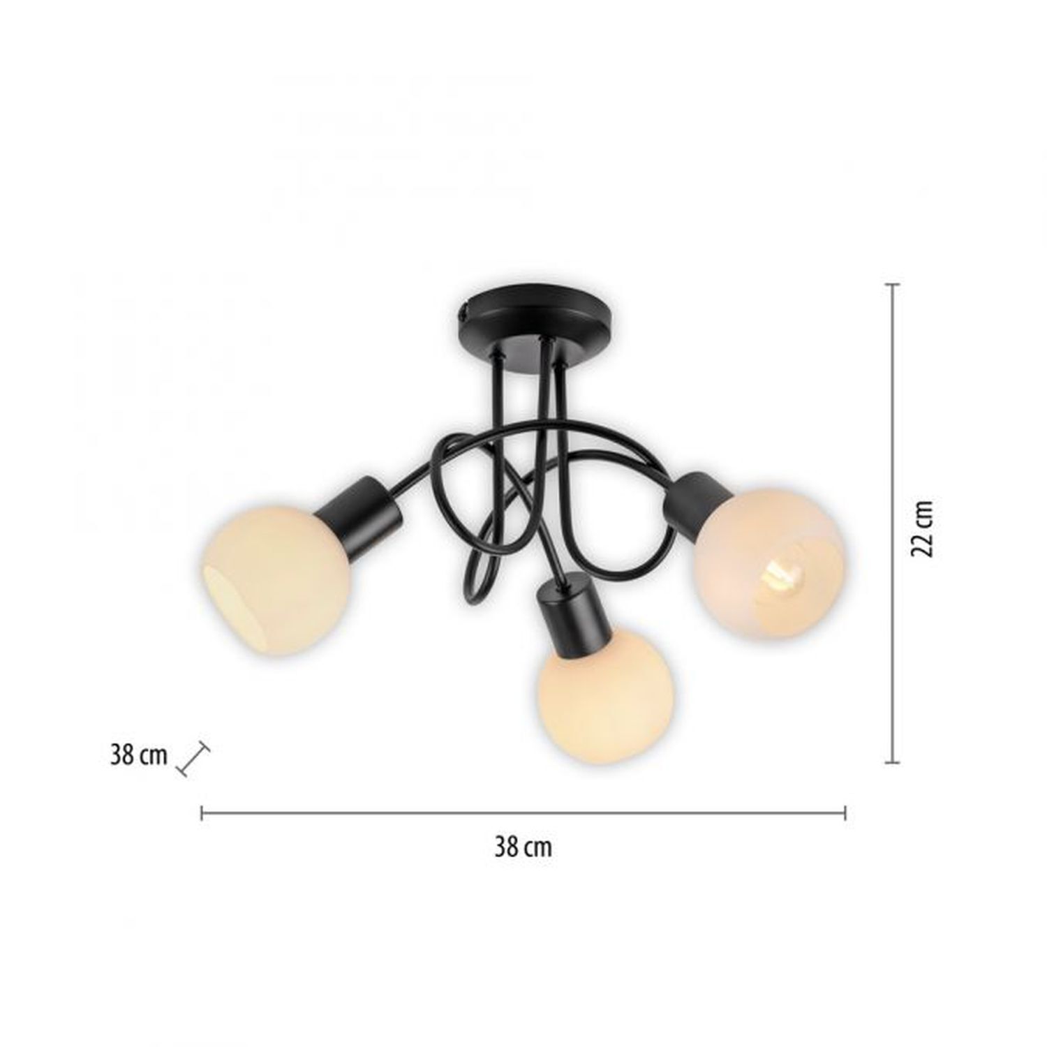 Deckenlampe Metall Glas L:38 cm inkl E14 dekorativ