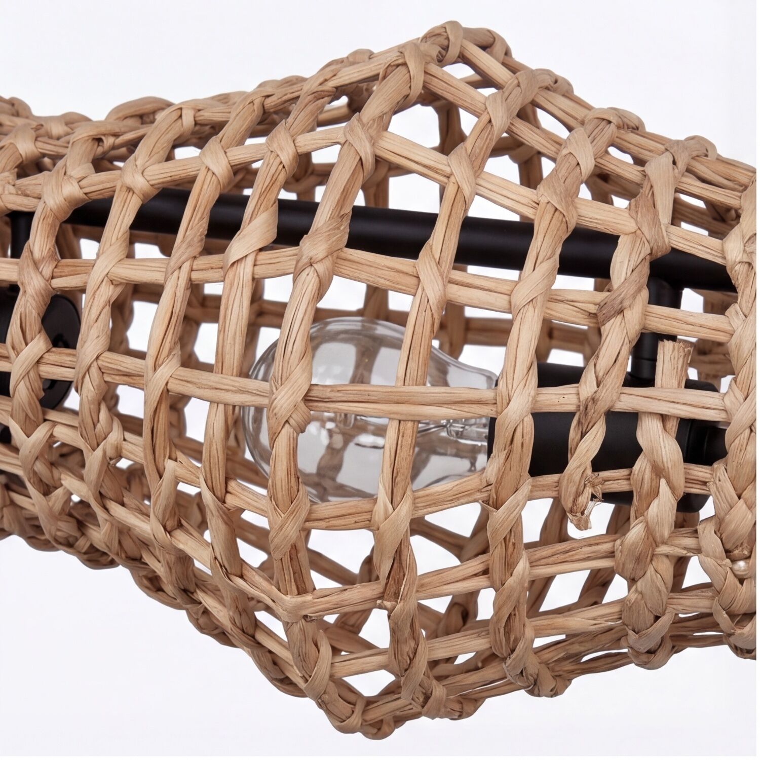 gewebter korb, rattan, korb hell, offenes gewebe, glas einlage