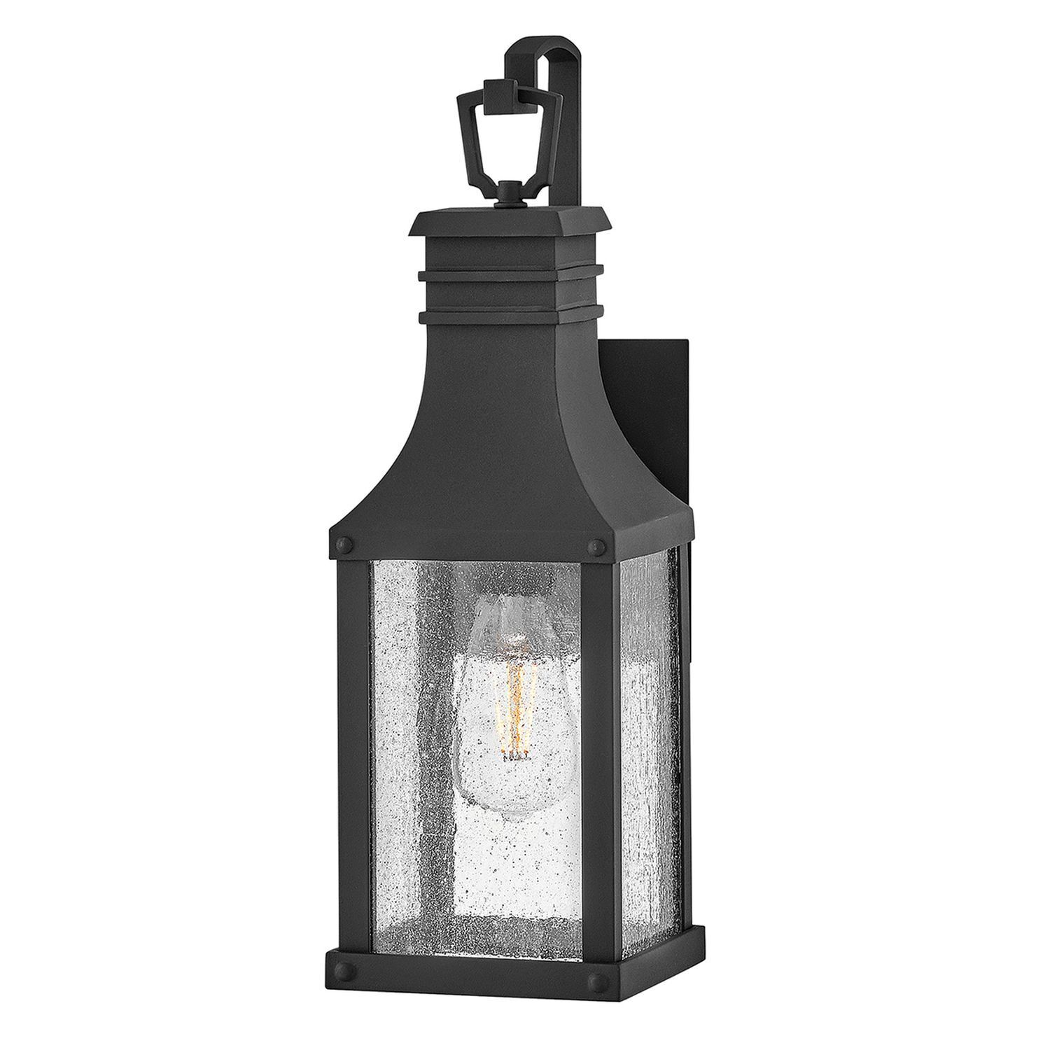 Wandleuchte außen Schwarz antik Regenglas E27 IP44 Vintage