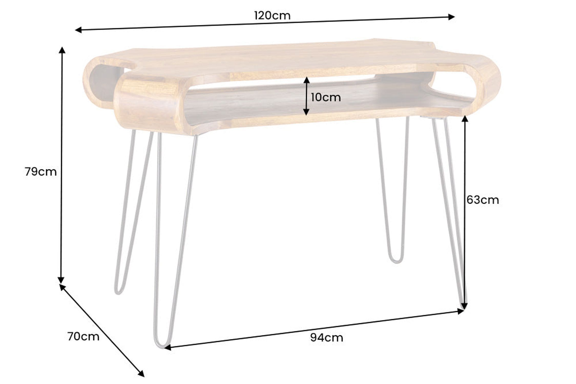 Schreibtisch Sheesham Holz Metall 120 x 78 cm Moebel, Tabelle, Schreibtisch, Kaffeetisch, Handlung