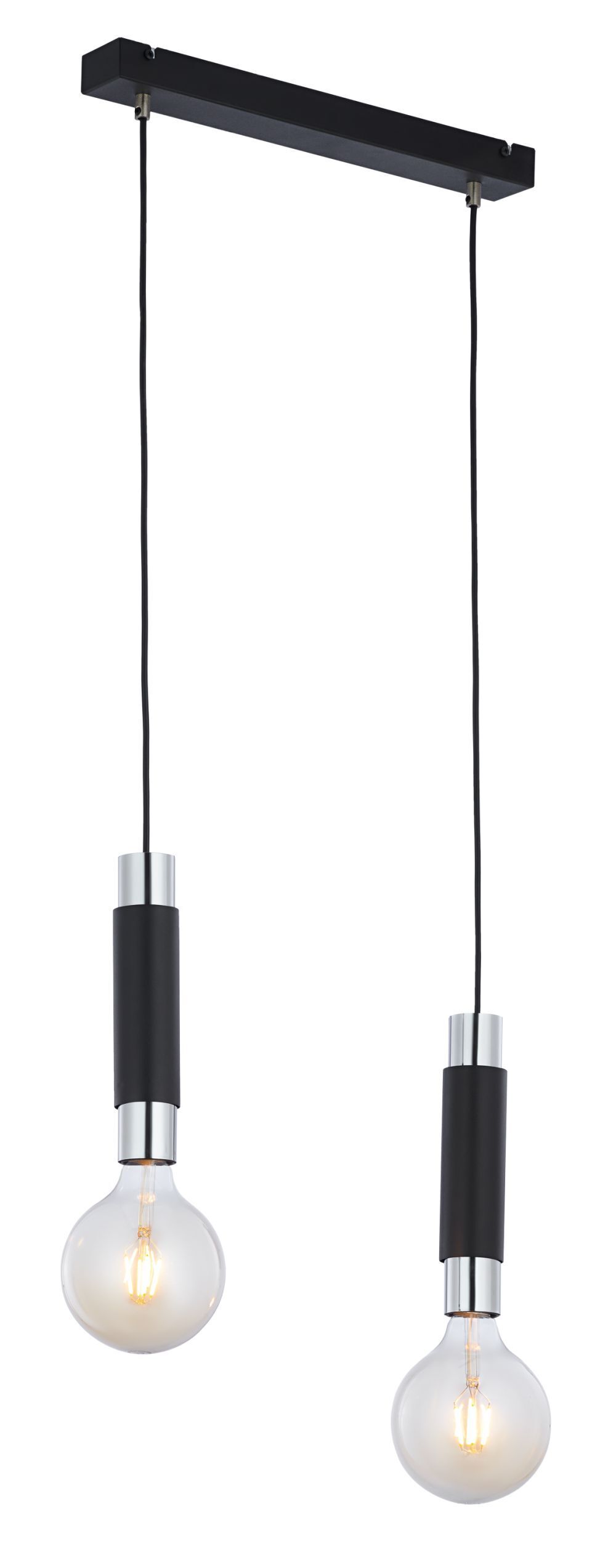 Schwarze Pendelleuchte Metall E27 L:40cm länglich