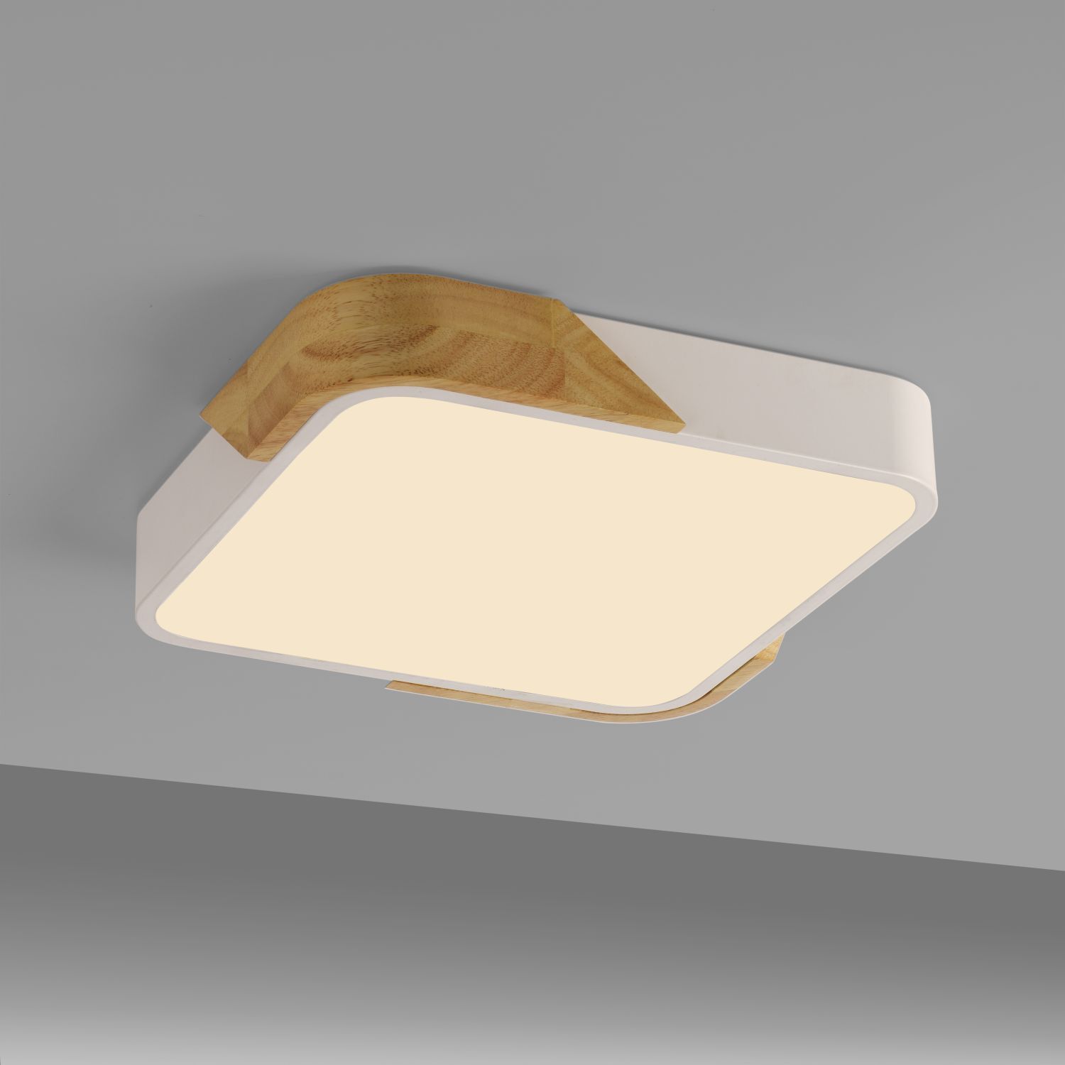 LED Deckenleuchte Holz L:32 cm Weiß Natur 3000 K