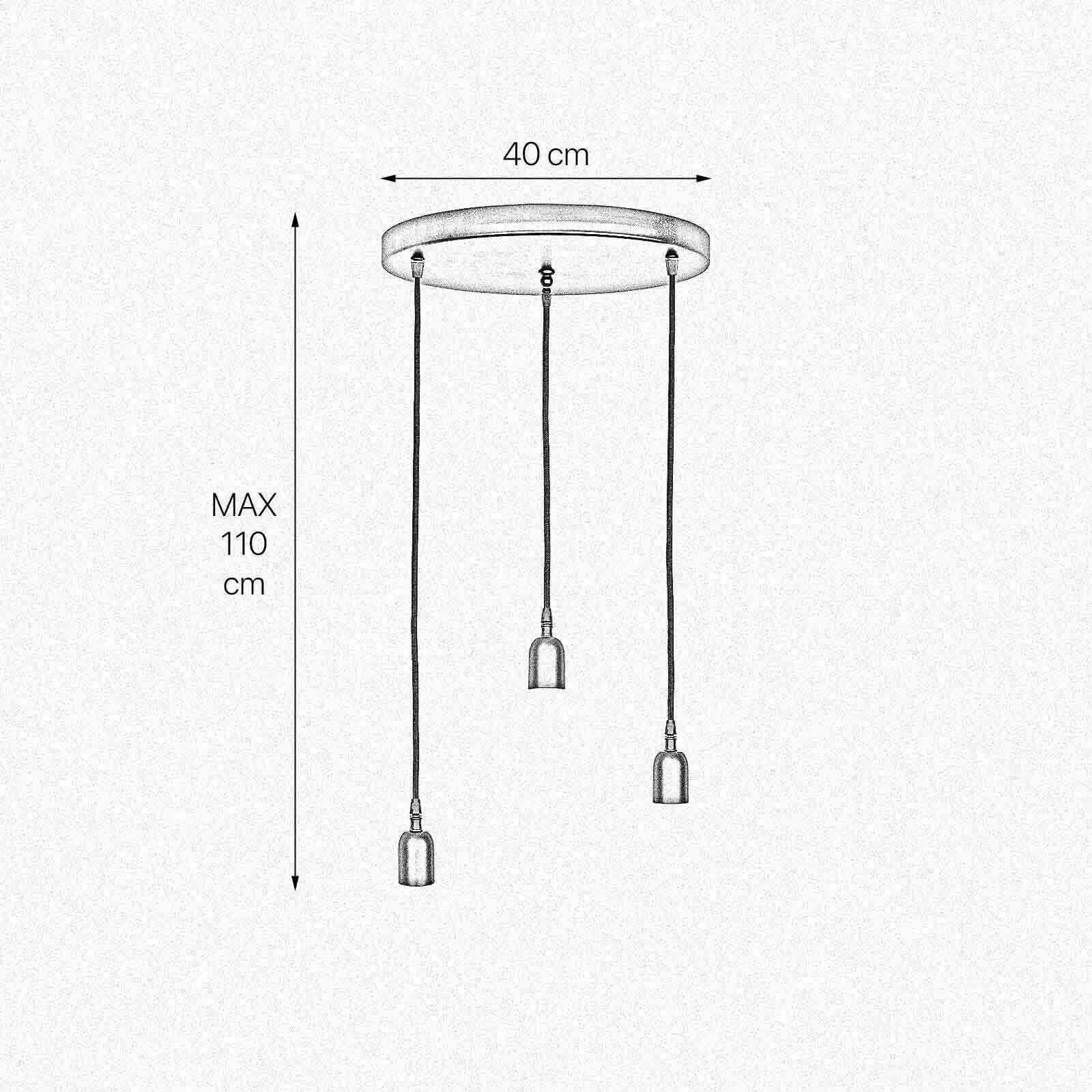 Pendelleuchte Ø 40 cm 3-flammig E27 Schwarz matt verstellbar