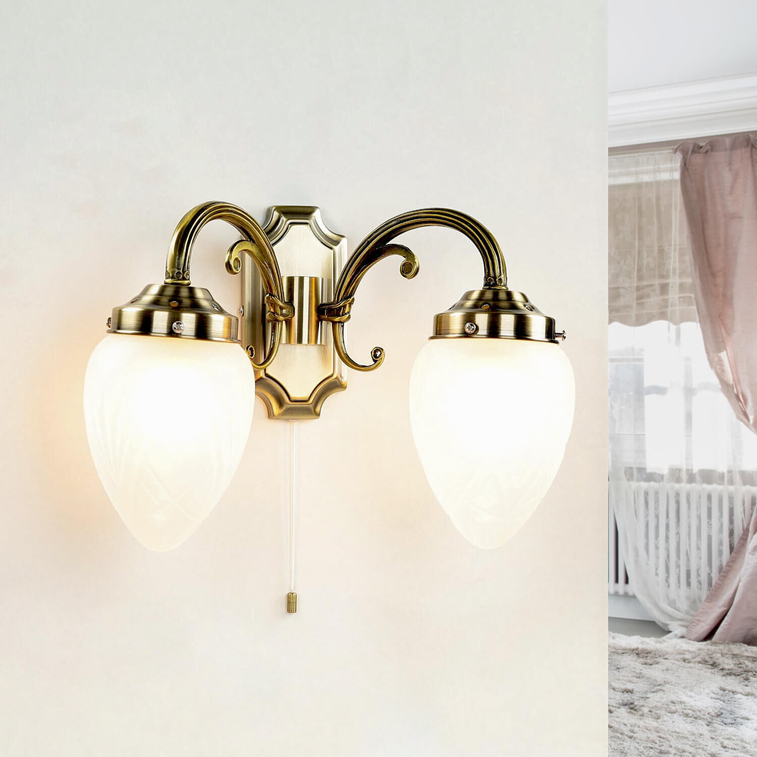 Wandlampe mit Schalter Jugendstil in Bronze