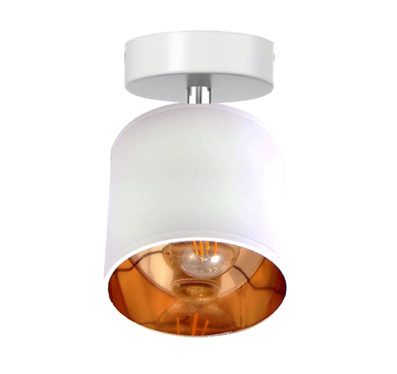 Flexibler Deckenstrahler Stoff E27 blendarm Weiß Gold