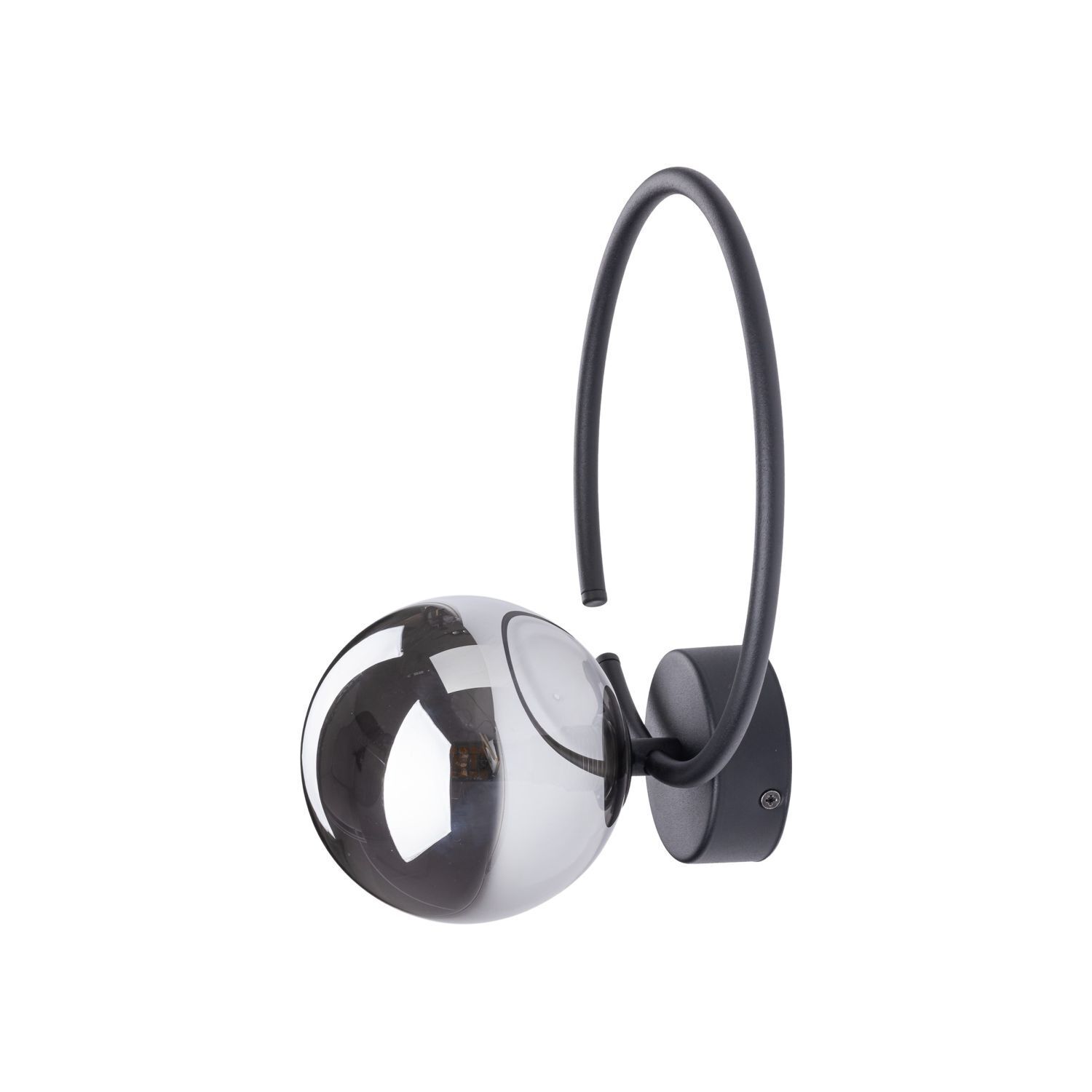 Wandlampe Metall Rauchglas G9 Schwarz Graphit Kugel Schirm