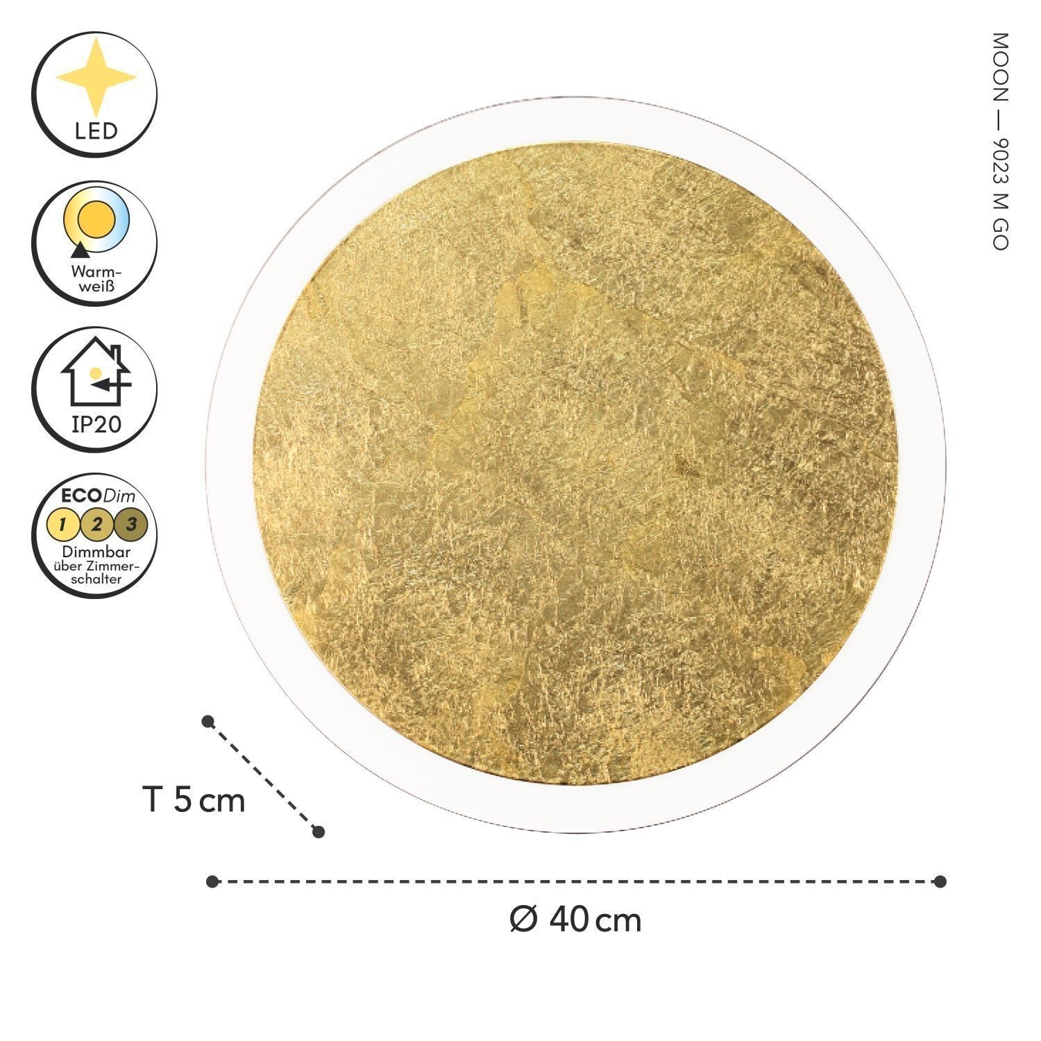 LED Deckenlampe Gold Ø40 cm 3500 K 3 Stufen dimmbar golden, rund, led, decken, paneel