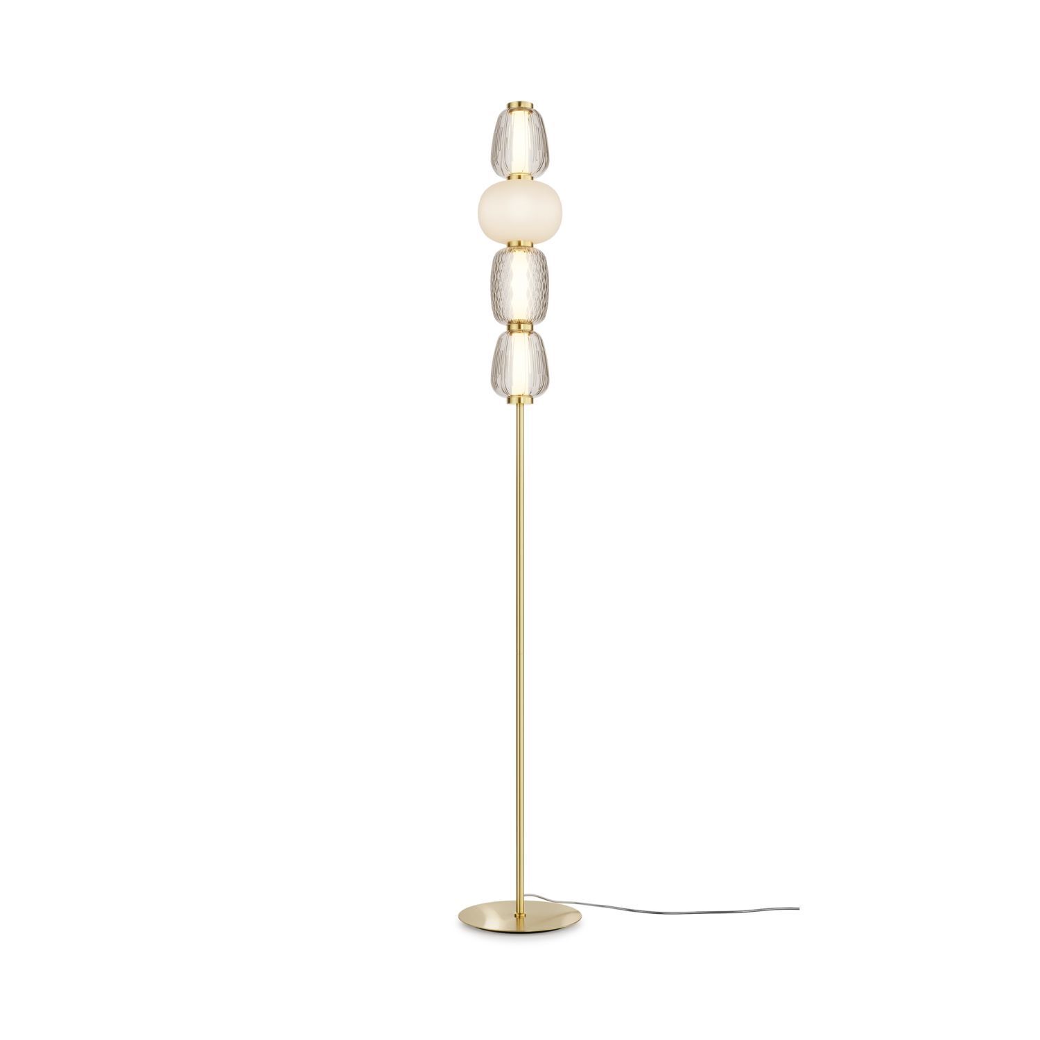 Stehlampe Metall Glas LED 165,5 cm hoch in Gold Weiß