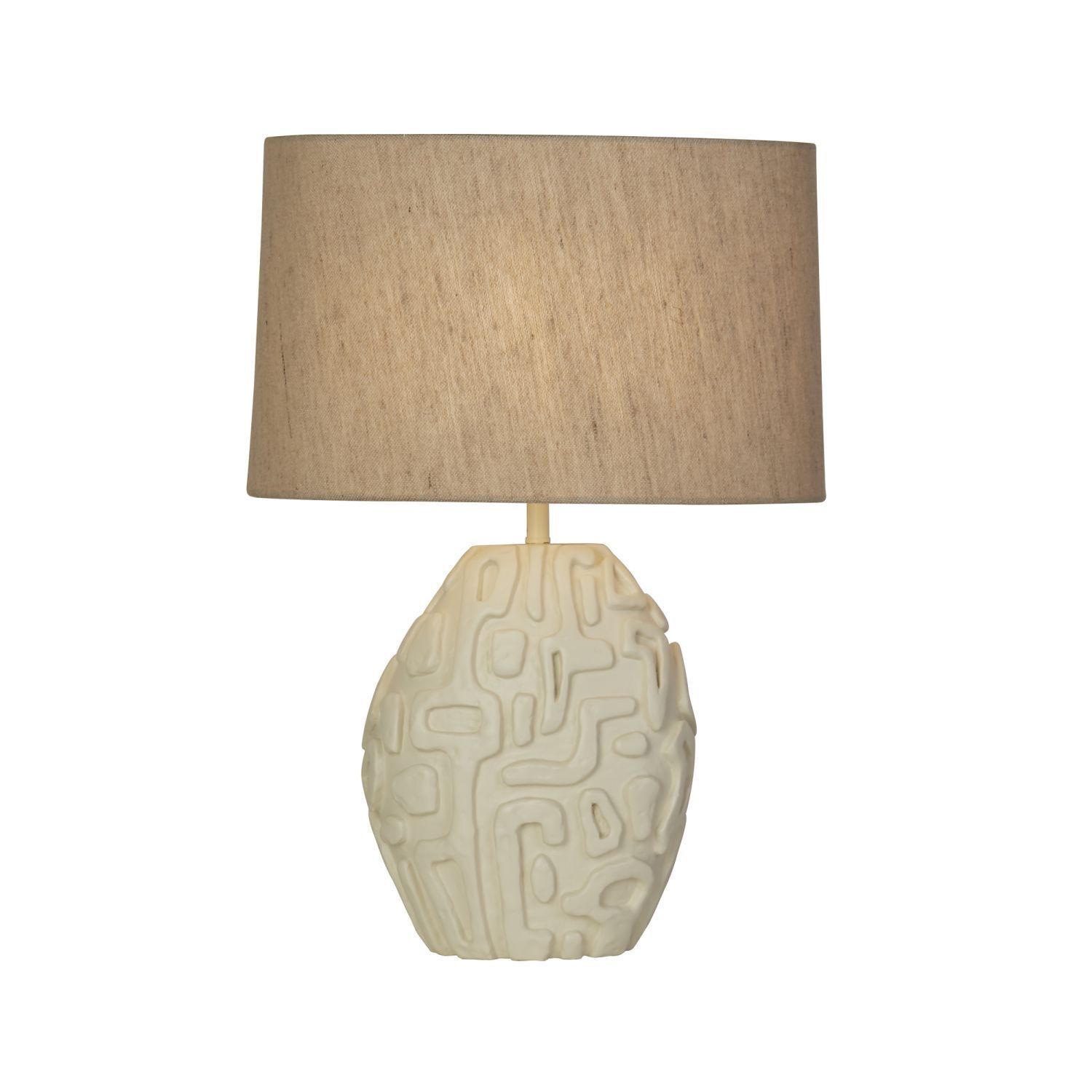 Blendarme Tischlampe E27 59,5 cm Creme Weiß Harz Stoff Tischlampe, Lampenschirm, Küstenstil, Keramikbasis, Beige