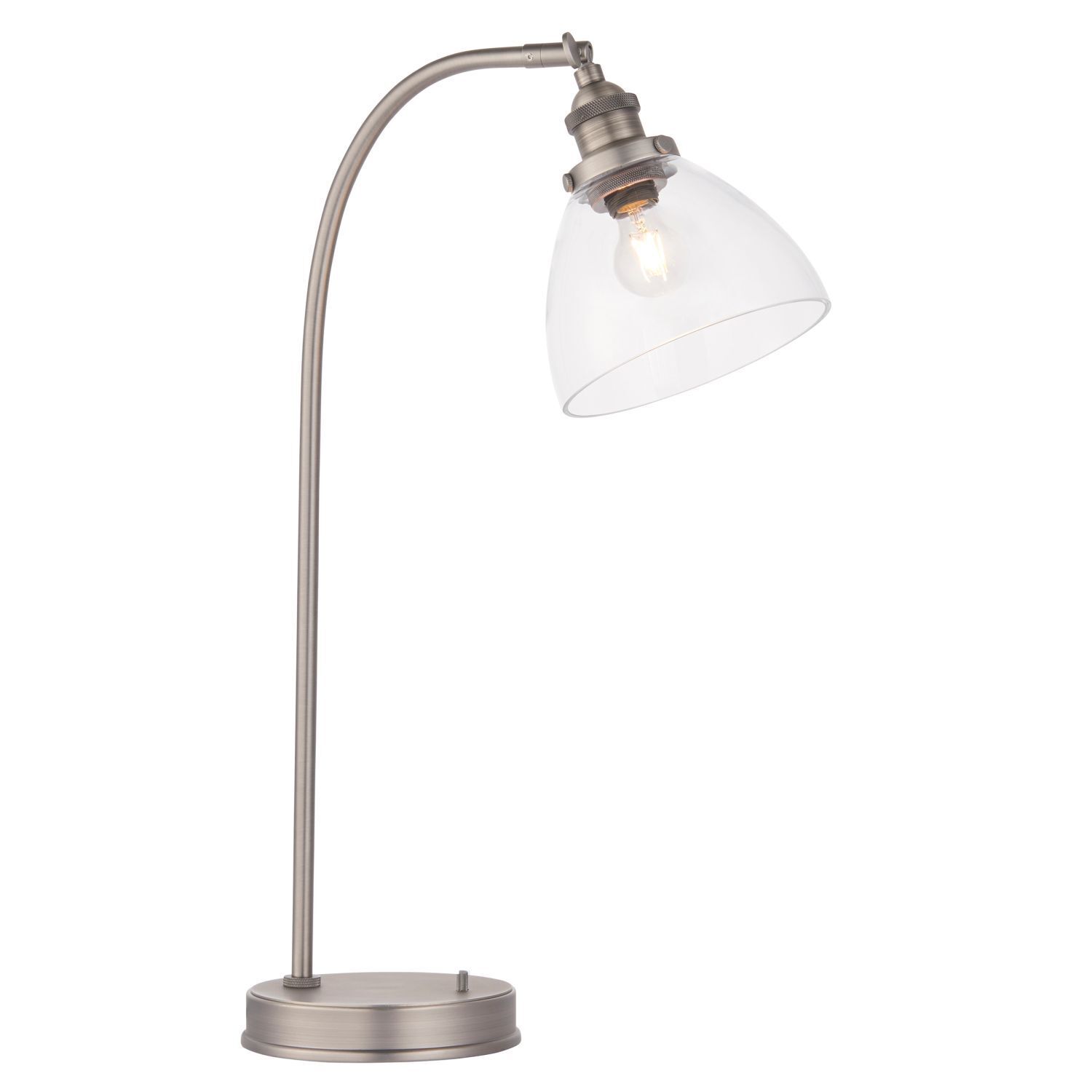 Tischlampe Glas Metall 53,3 cm verstellbar in Silber E14