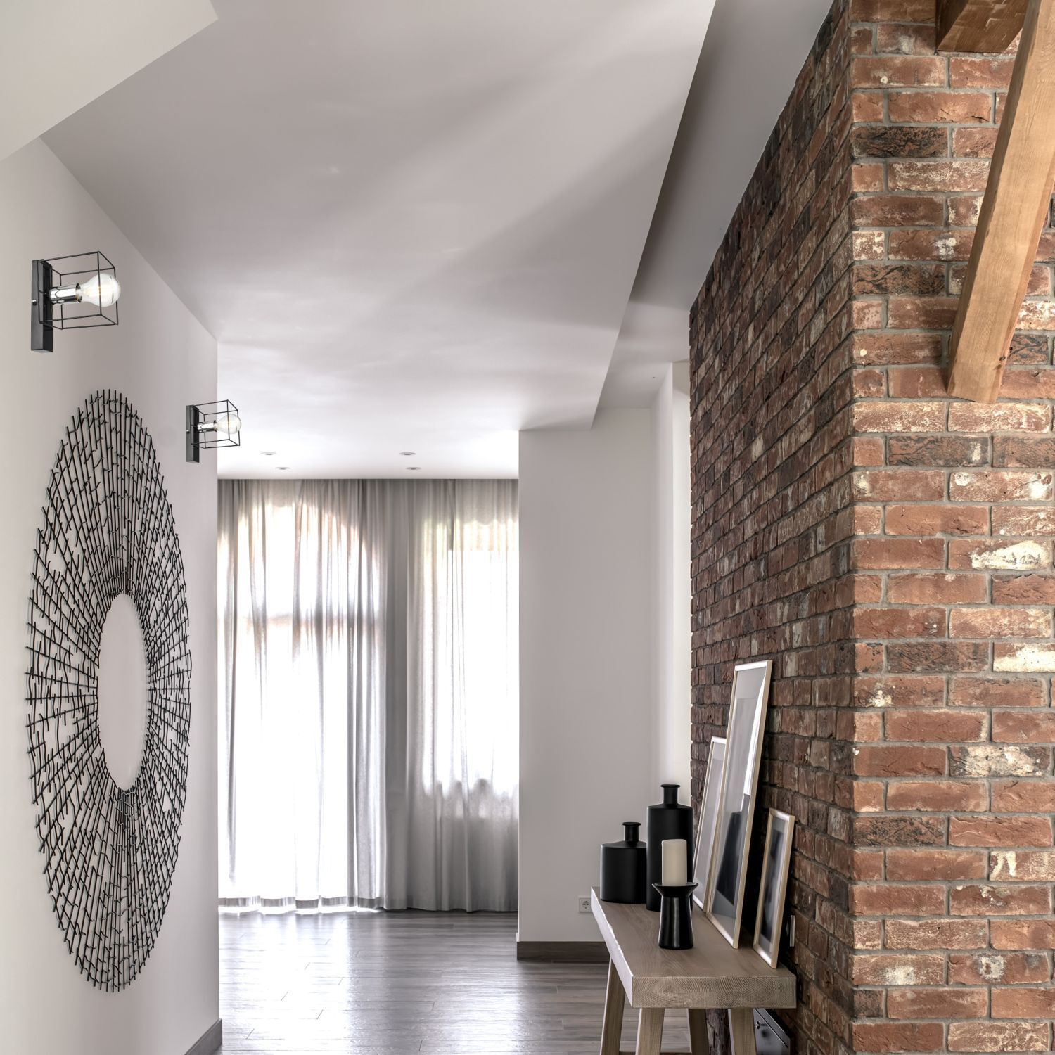 Wandlampe Schwarz Chrom Würfel Metall Draht für E27 B: 13 cm