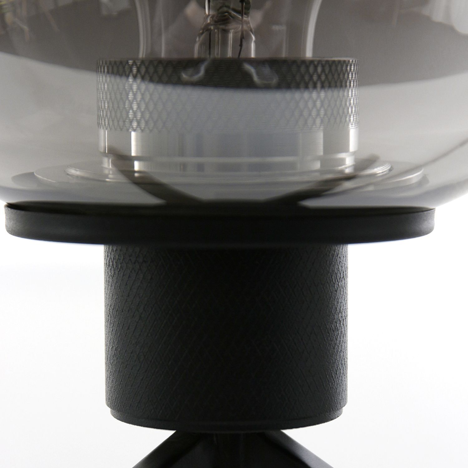 Tischlampe Glasschirm Schwarz Rauchgrau 23 cm elegant