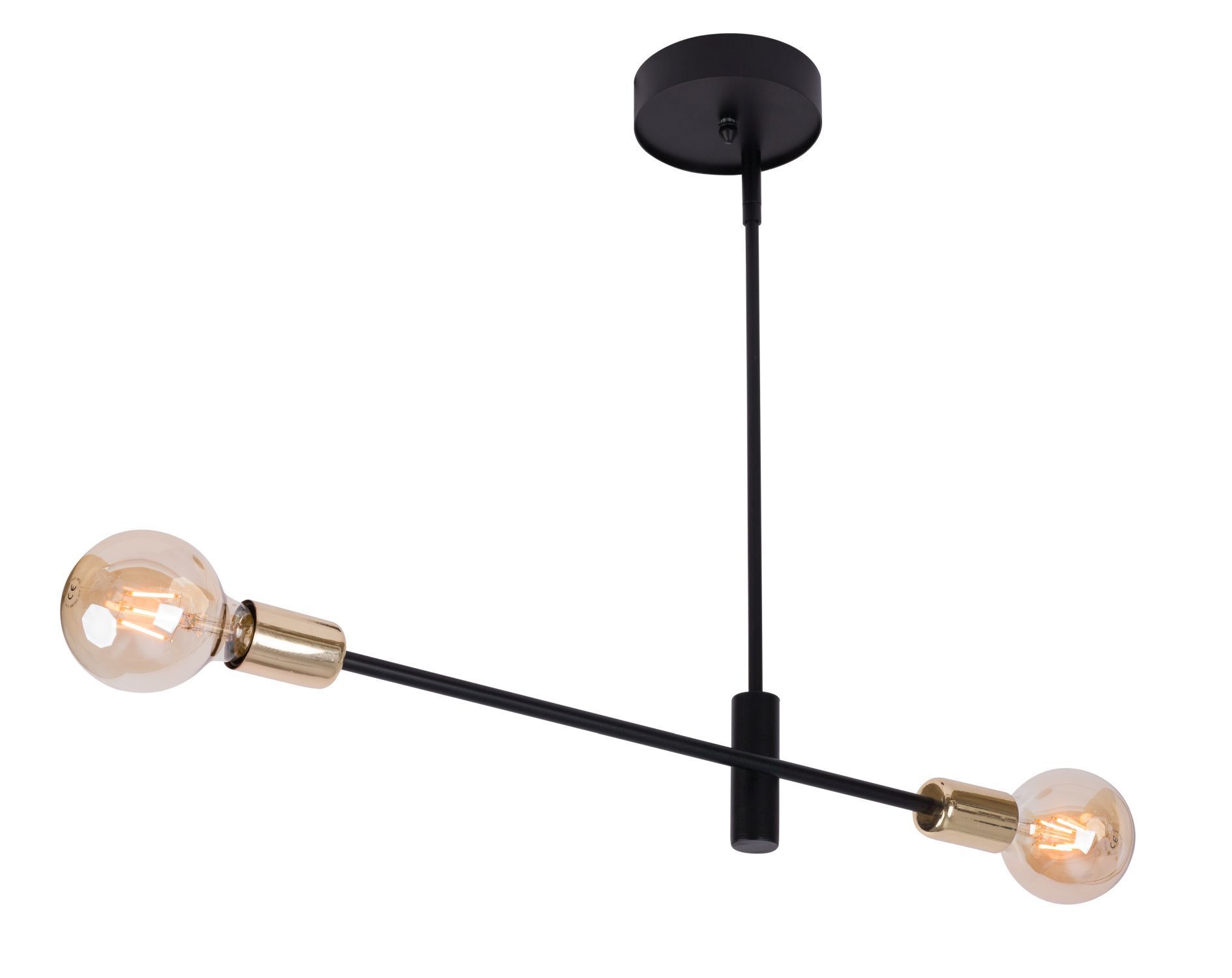 Metall Hängeleuchte Schwarz Gold E27 Retro Design
