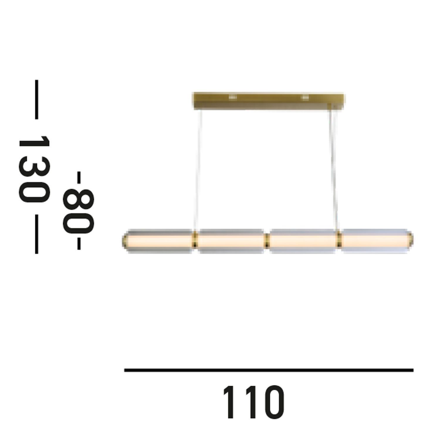 Lange LED Pendelleuchte Glas Metall 109 cm warmweiß Text