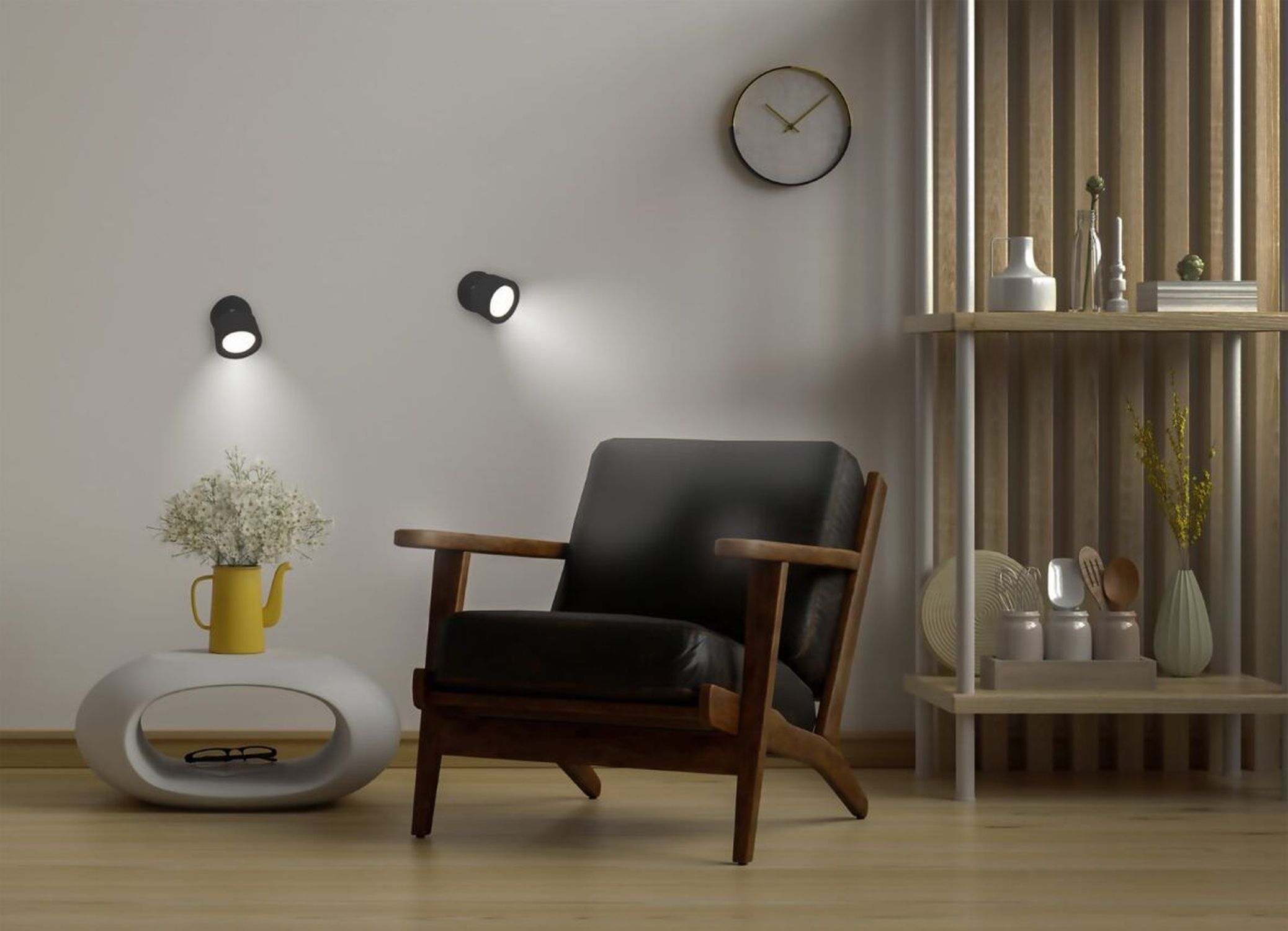 Akku Wandspot LED Dimmer tragbarer Schirm Schwarz 3000 K Moebel, Stuhl, Innenarchitektur, Sessel, Pflanze