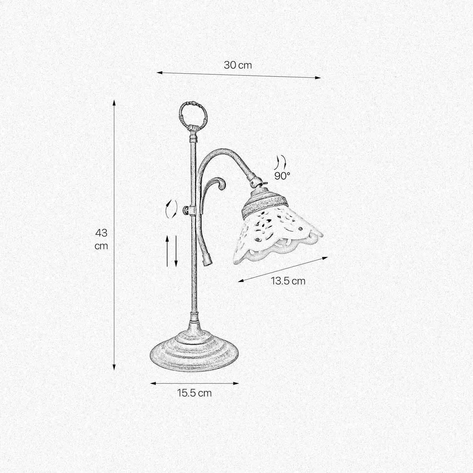 Tischlampe Rustikal H: 36 cm schwenkbar E14 Keramik Messing