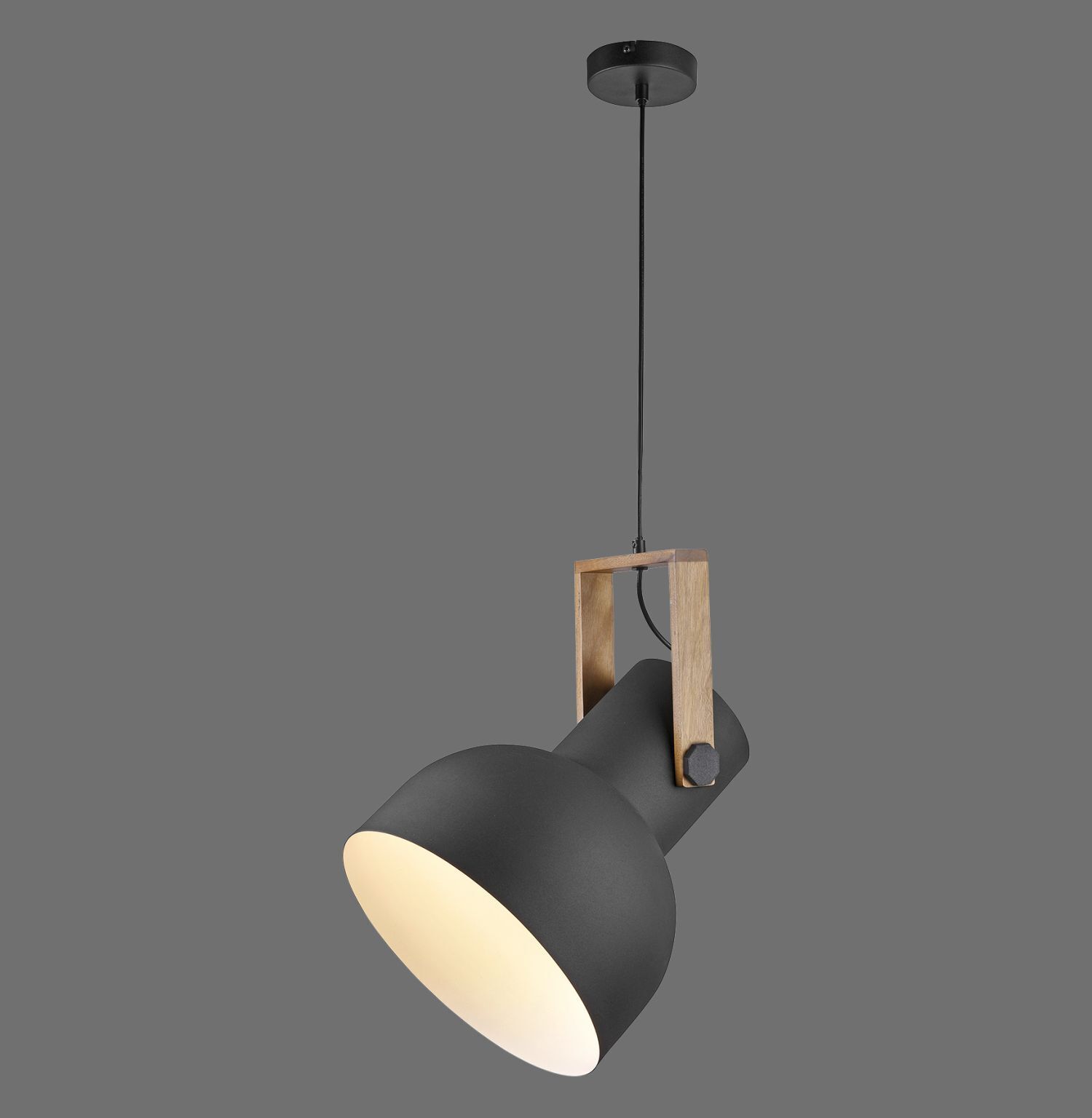 Bewegliche Hängeleuchte Schwarz Holz Metall E27 L:30 cm