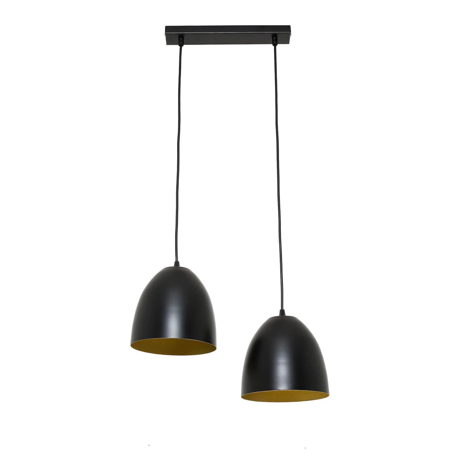 Hängelampe 2-flammig E27 verstellbar Schwarz Gold Lampe, Leuchte