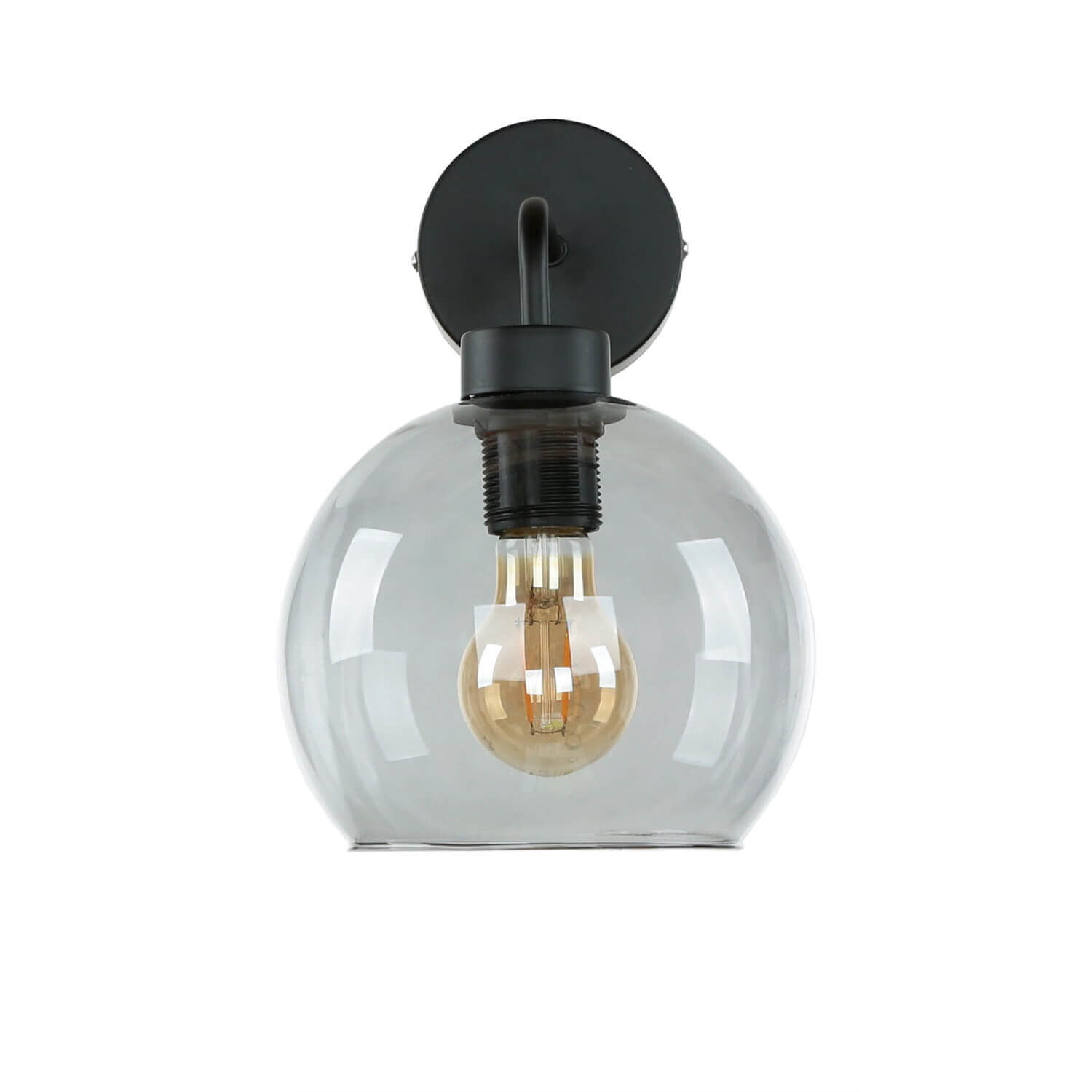 Wandlampe Glas Kugel Schirm Grau Schwarz KANZENE