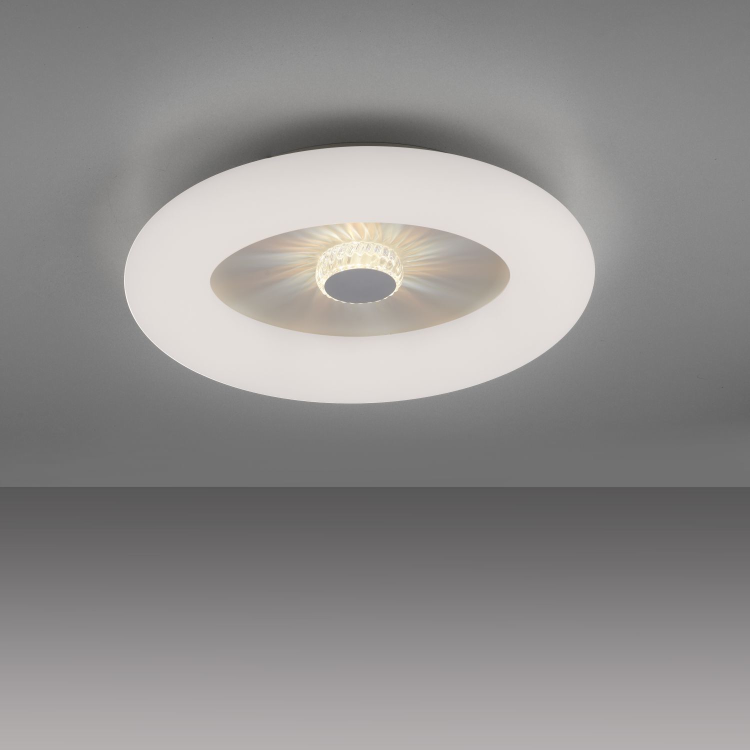 Weiße LED Deckenlampe mit Dimmer Fernbedienung Ø50 cm