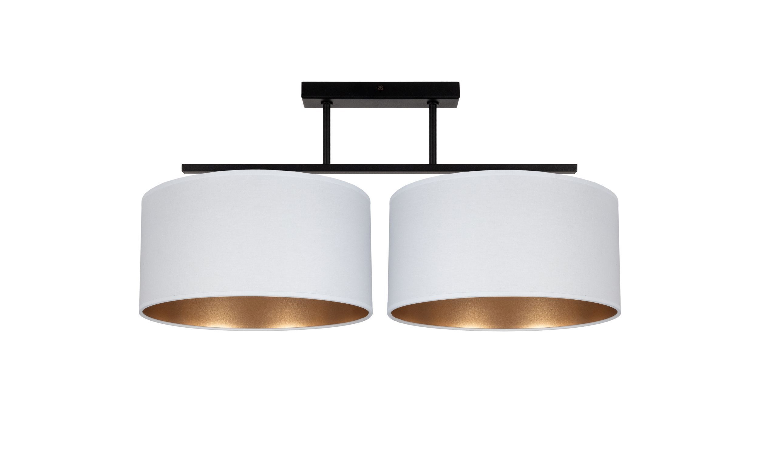 Deckenlampe Stoff blendarm Schwarz Weiß Gold E27 70 cm Leuchte, Deckenleuchte, Lampe