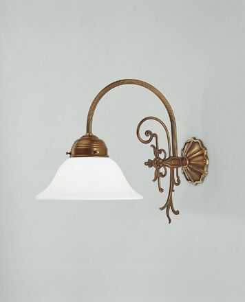 Wandlampe Jugendstil Glas Berliner Messing E27 T:33 cm
