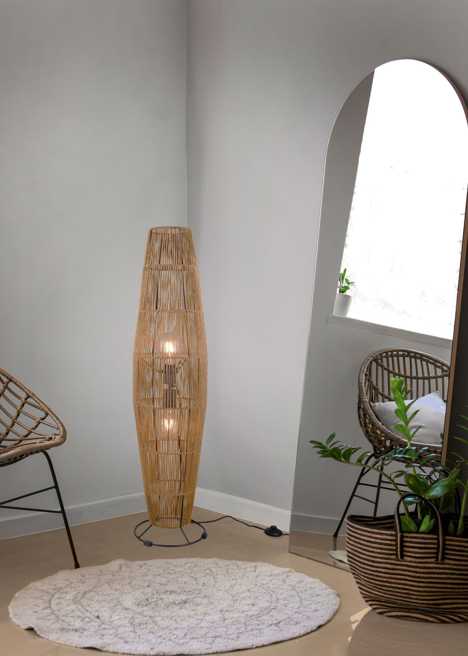 Stehleuchte Papier Metall Schwarz Braun E27 103 cm Lampe, Dekoration für Zuhause, Teppich, Stehlampe