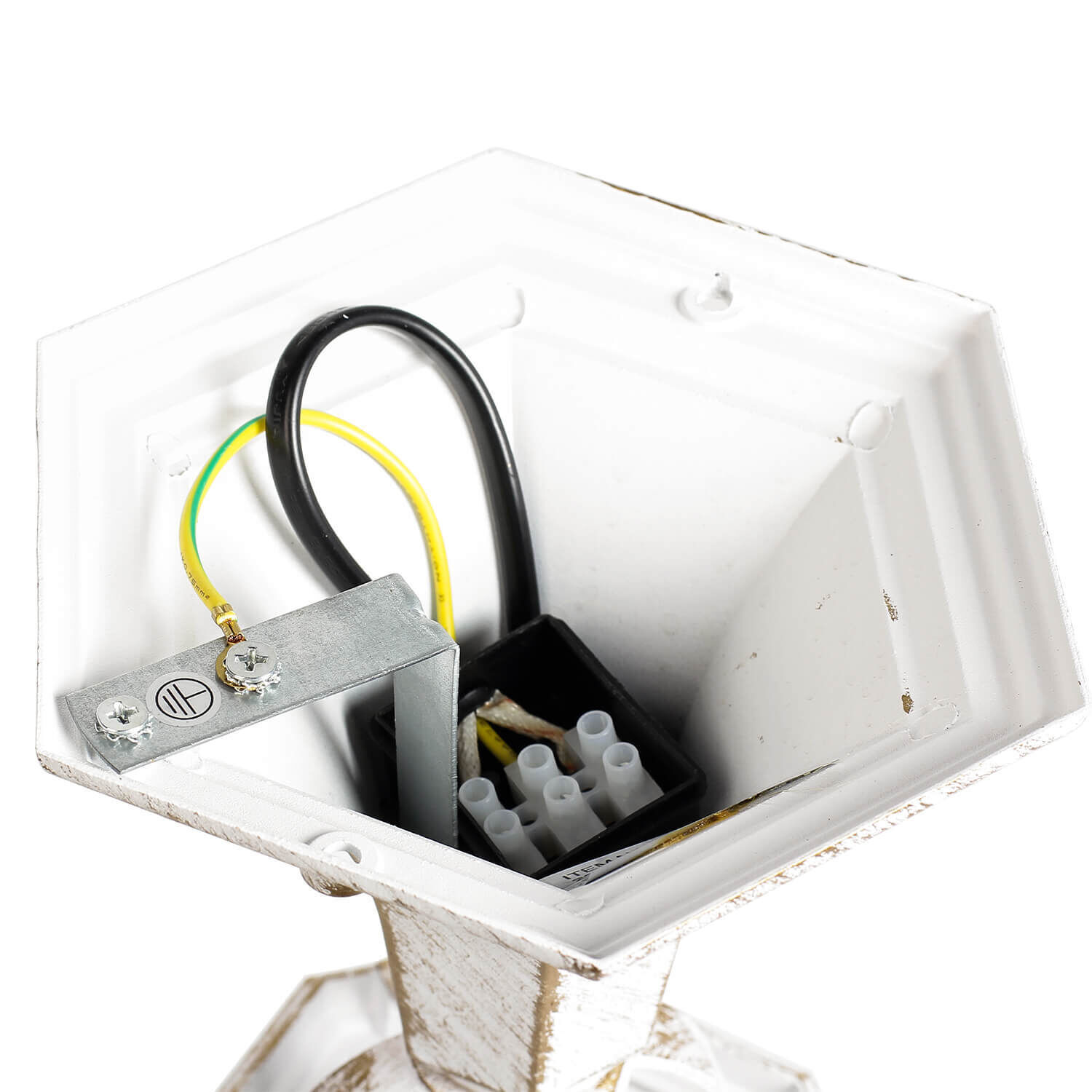 Rustikale Sockelleuchte Weiß Gold 50cm IP44 E27 Rustikale Sockelleuchte Weiß Gold 50cm IP44 E27