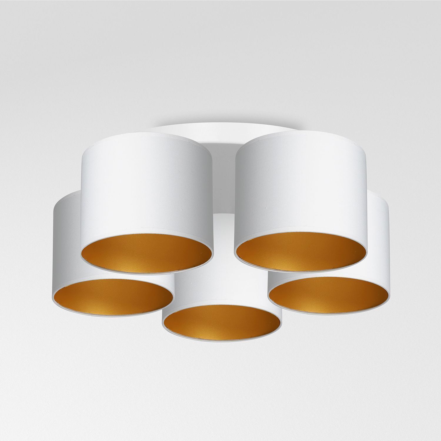 Deckenleuchte Weiß Gold Stoff Metall E27 rund Ø58 cm