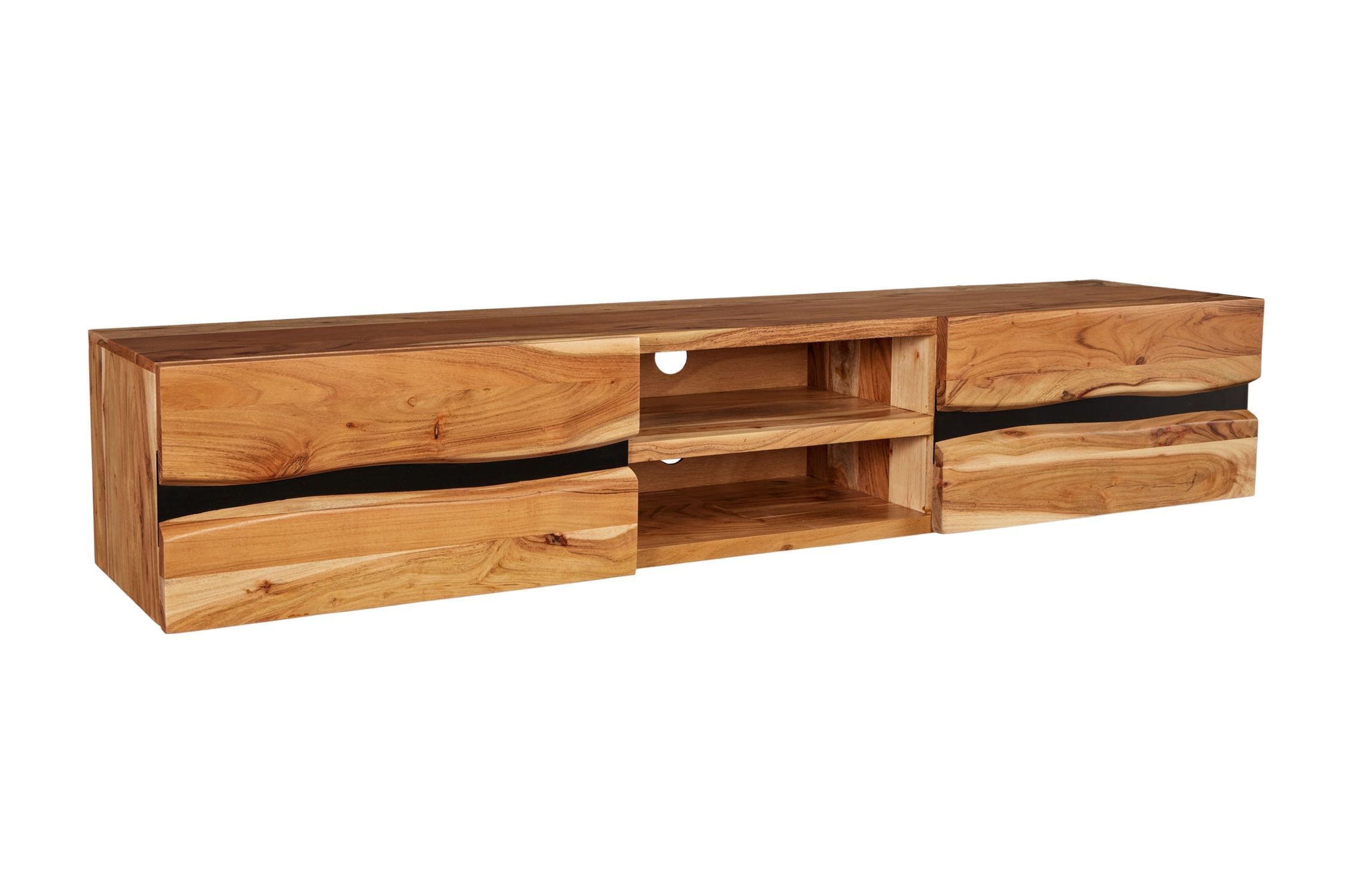 TV Lowboard hängend Akazienholz Metall 160 cm Baumkante