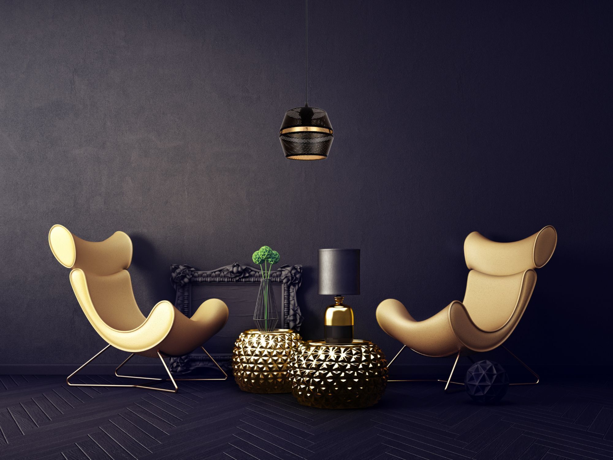 Sessel, Beistelltisch, Lampe, Dekoration, Wohnzimmer