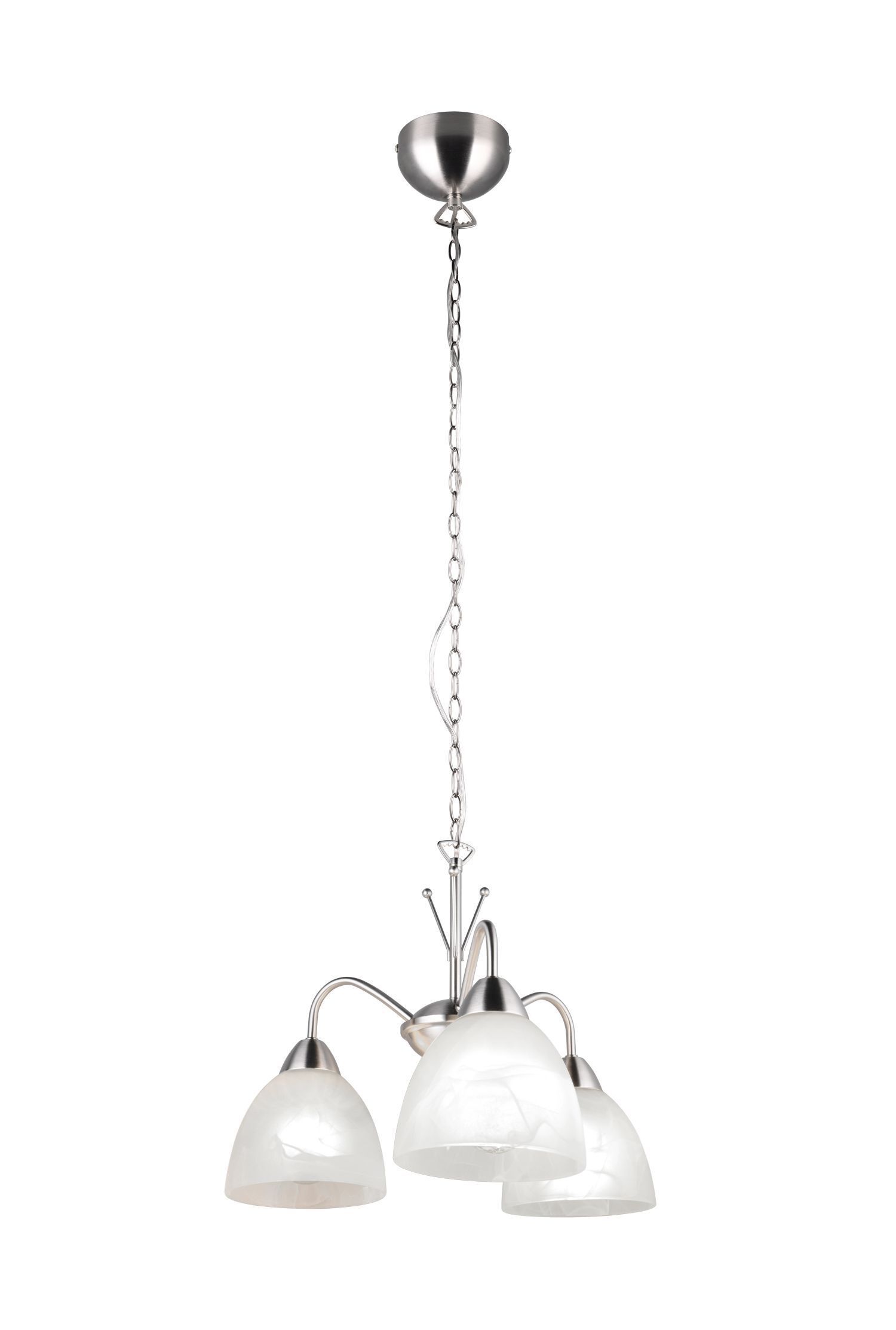 Blendarme Pendelleuchte Metall Glas Nickel Weiß E27 Leuchte, Lampe, Kronleuchter, Deckenleuchte