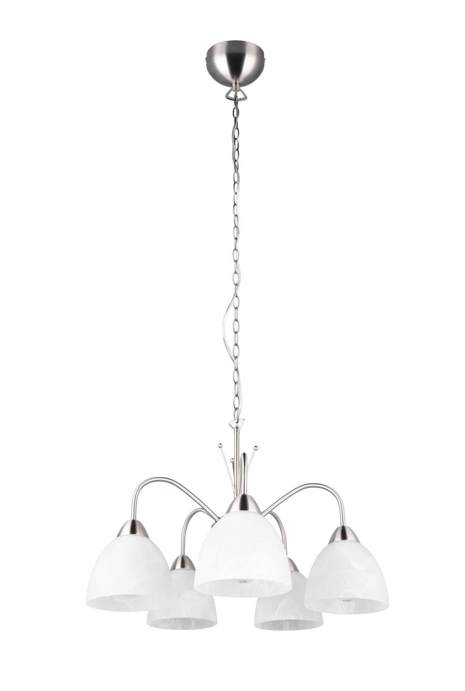 Blendarme Pendelleuchte Metall Glas Nickel Weiß 5-flmg