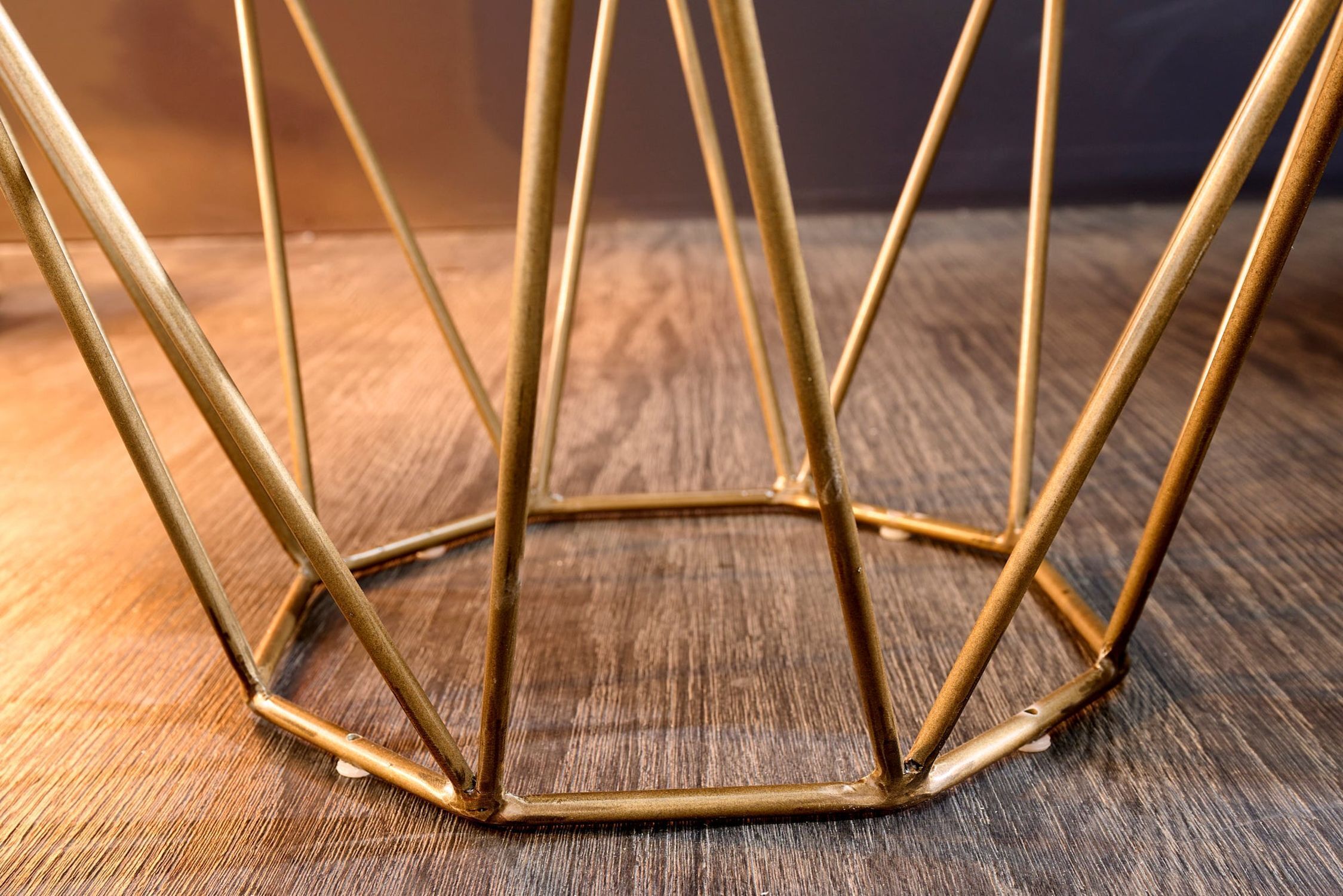 Couchtisch Akazienholz Metall in Natur Messing 50x50 cm