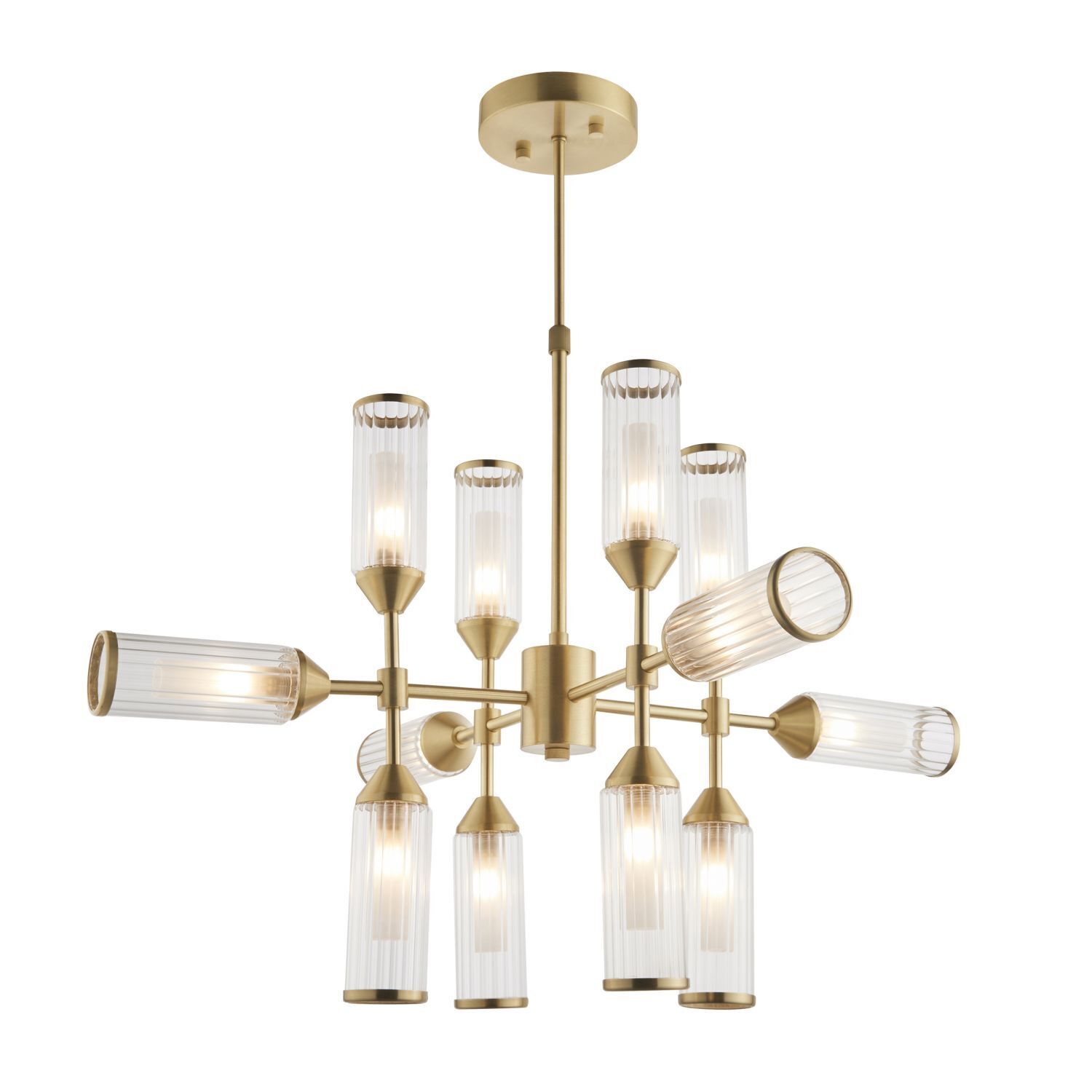 Deckenlampe groß Metall Glas B: 73,5 cm in Messing für 12x G9