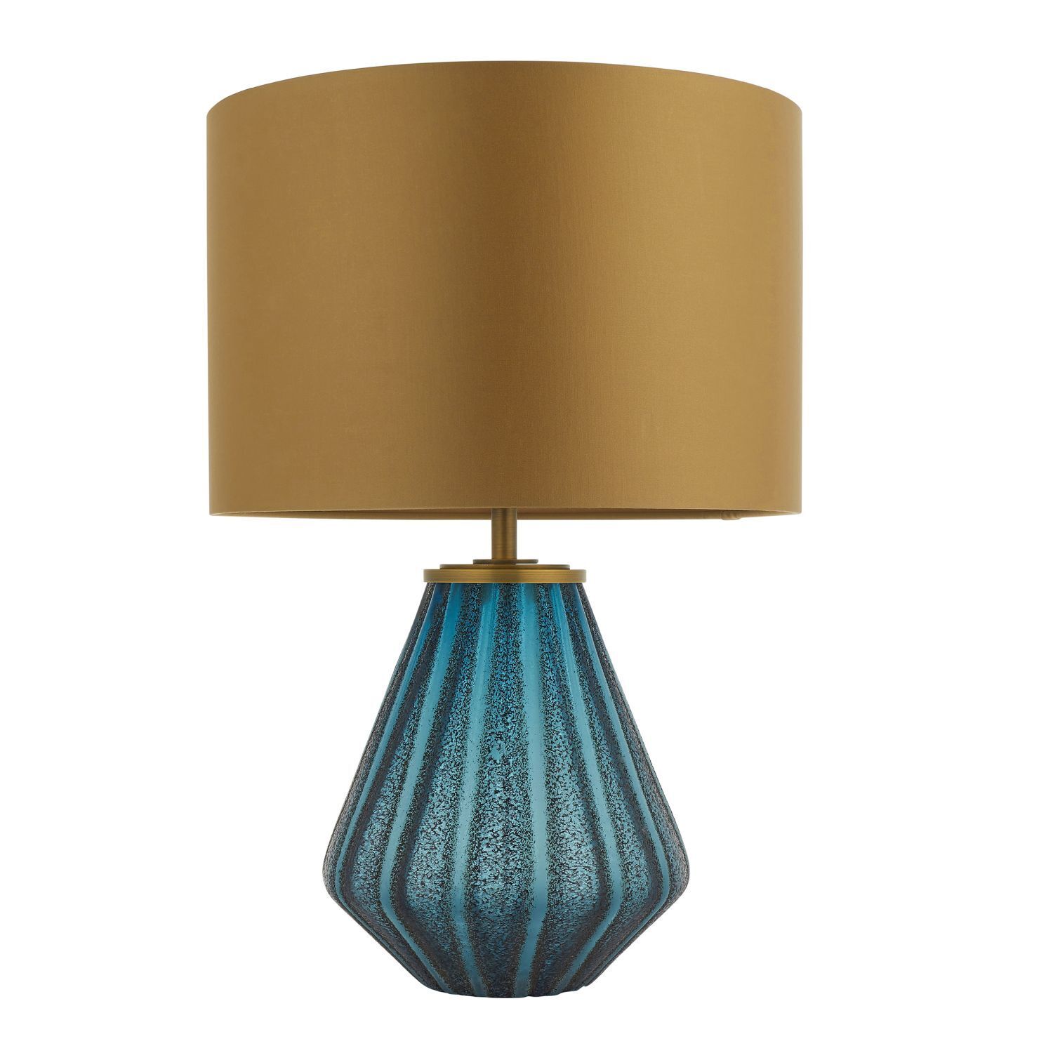 Tischlampe Glas Metall Stoff 53 cm hoch in Türkis Gold Modern
