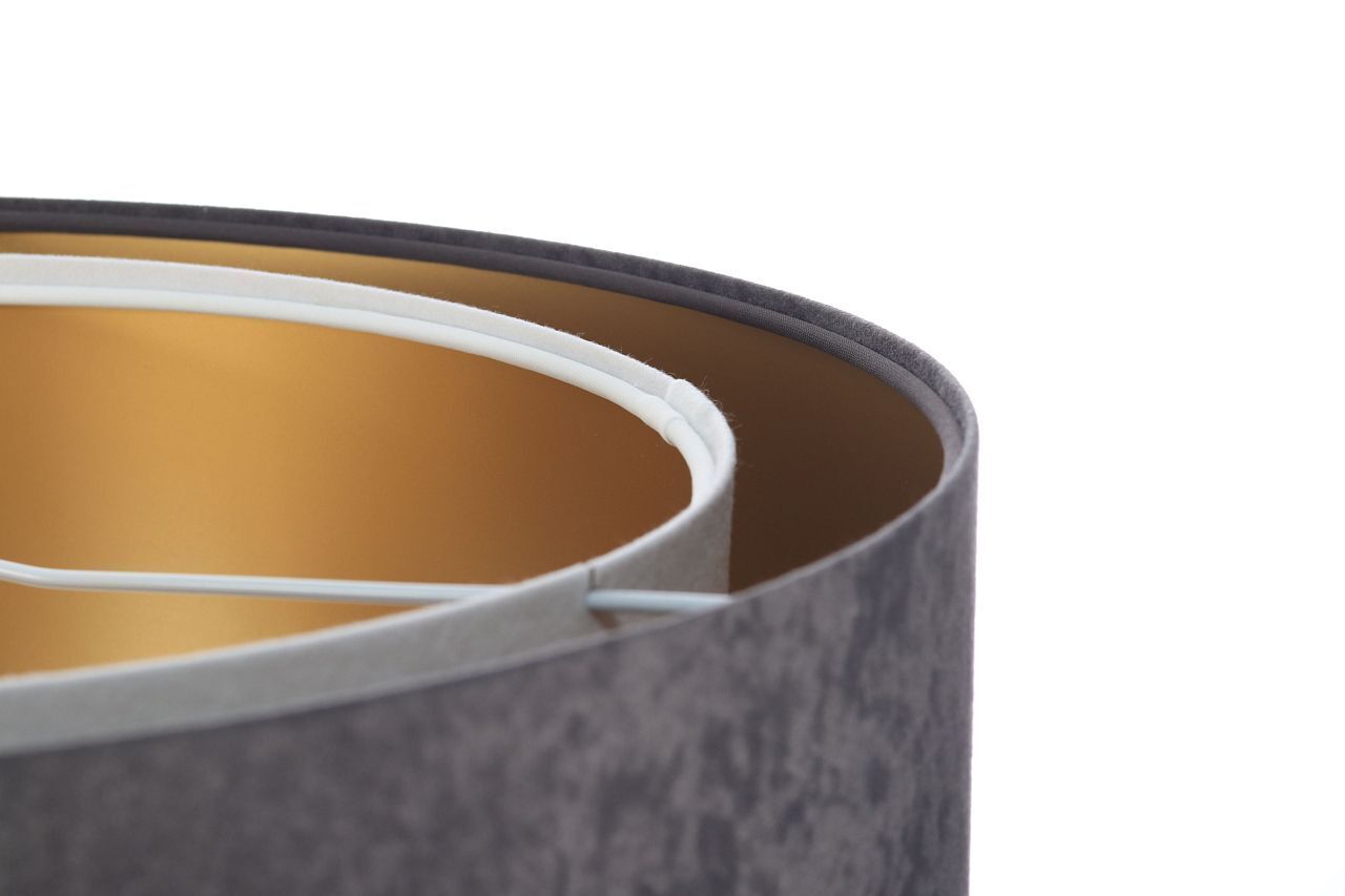 Pendelleuchte Stoff Dunkelgrau Gold E27 rund Ø 50 cm Lampe, Lampenschirm