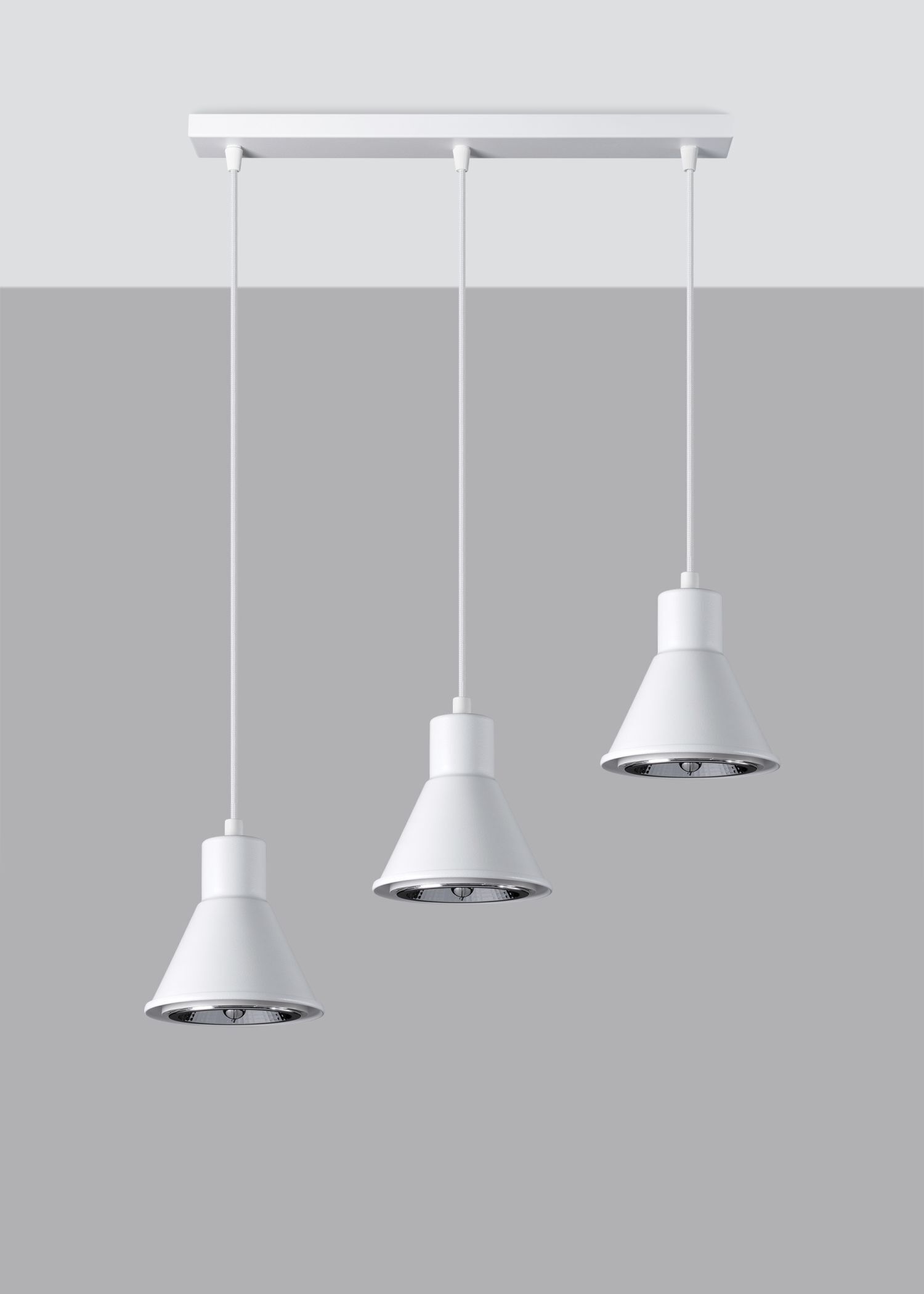 Hängelampe Weiß 3-flammig B: 45 cm ES111 Retro Metall
