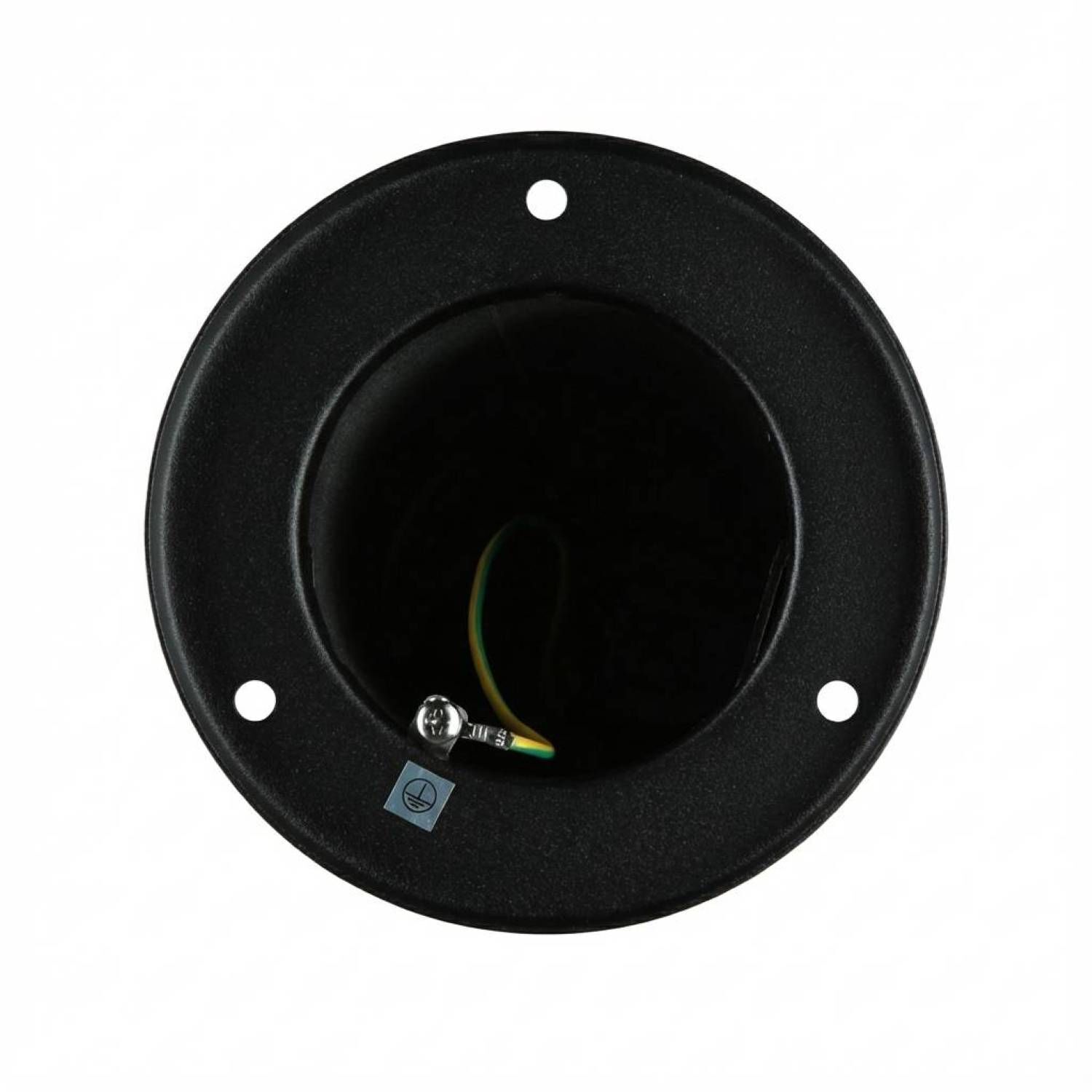 Lautsprecher, Montageöffnung, Lautsprecherflansch, Verkabelung, schwarz rund